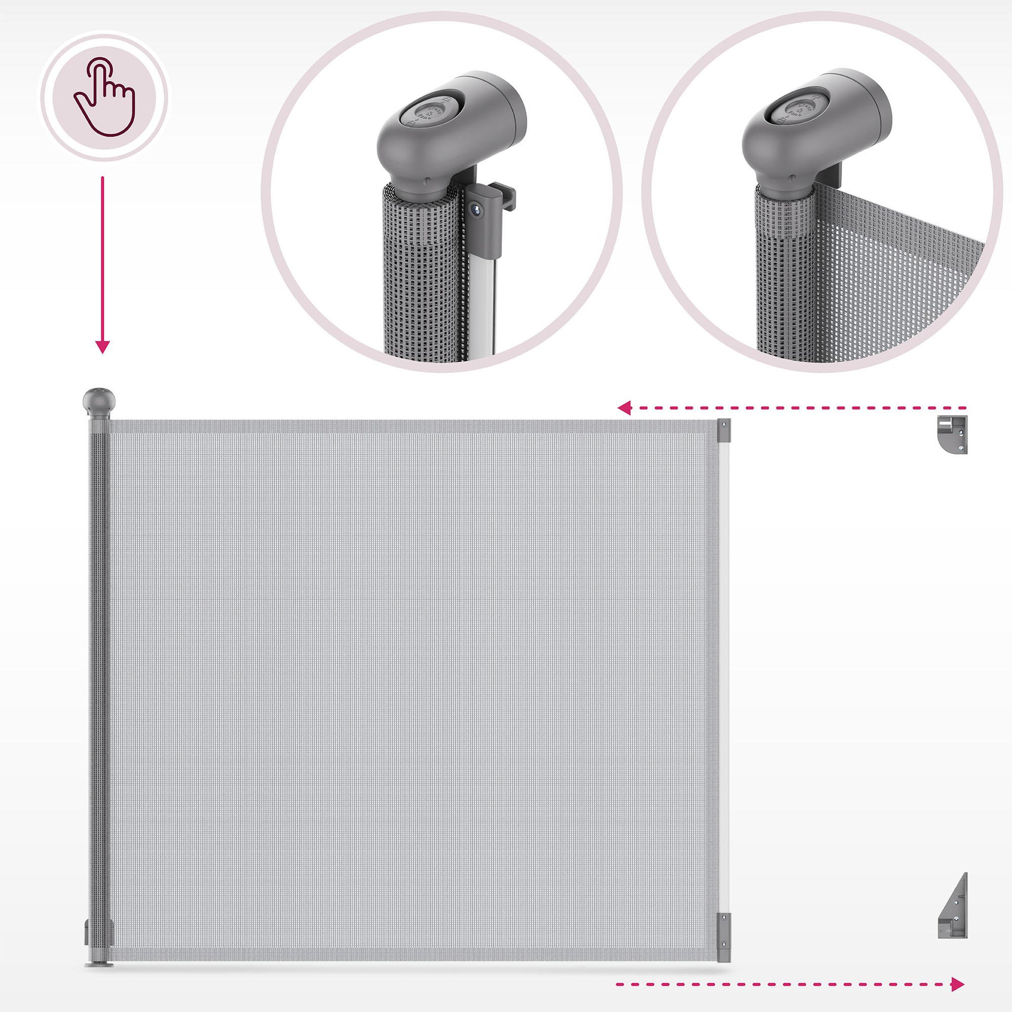 Voir la diapositive 4 : MOBY SYSTEM Barrière de sécurité enroulable enfant Moby-System SAFEGUARD 140 cm