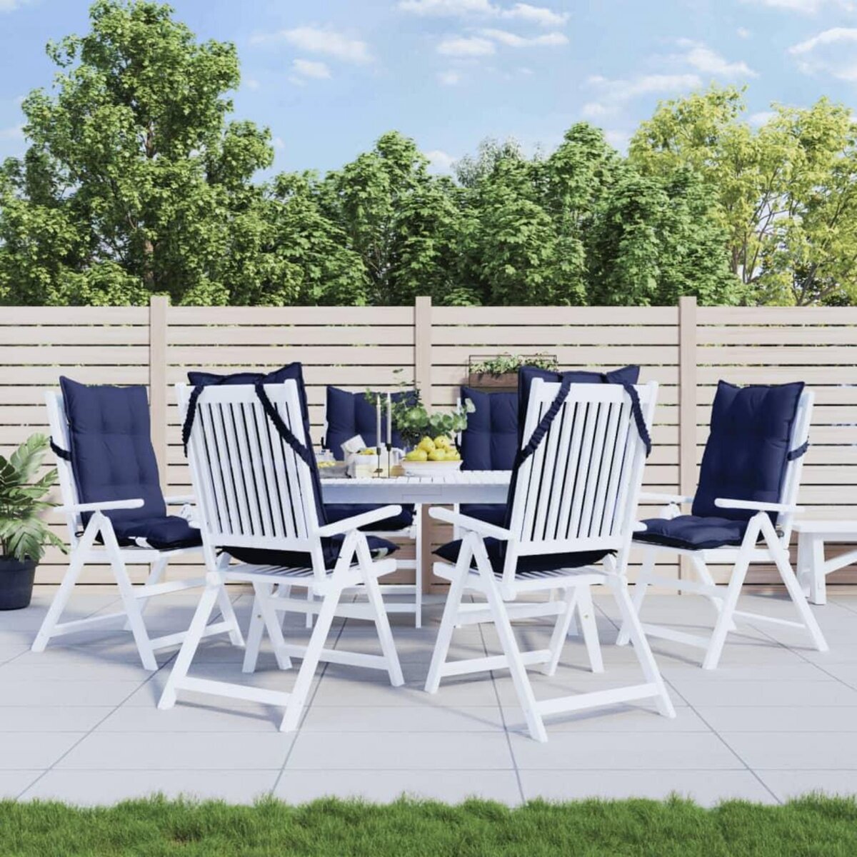 VIDAXL Coussins de chaise a dossier haut lot de 6 bleu marine