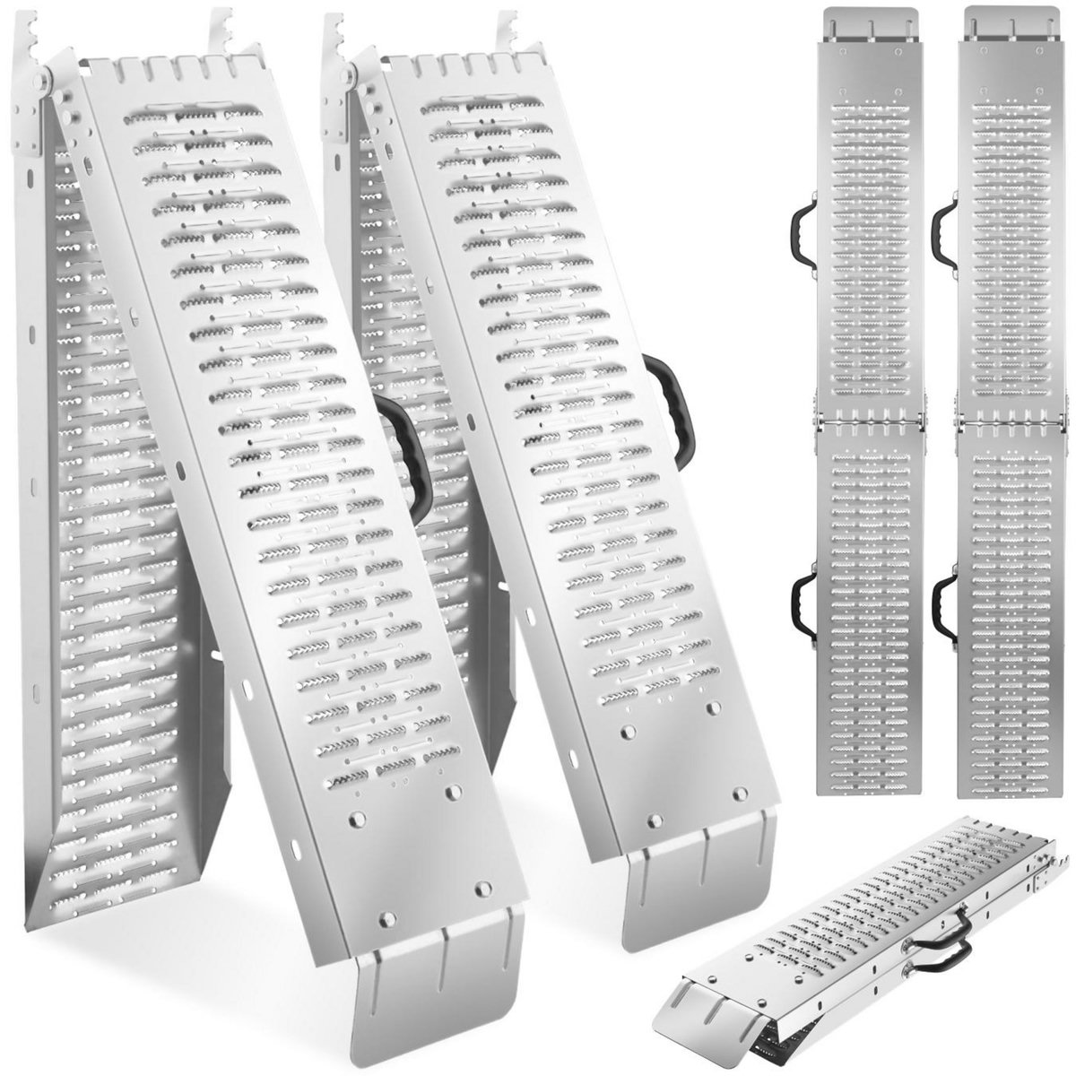 tectake Rampes d'accès pliables argent 186 cm