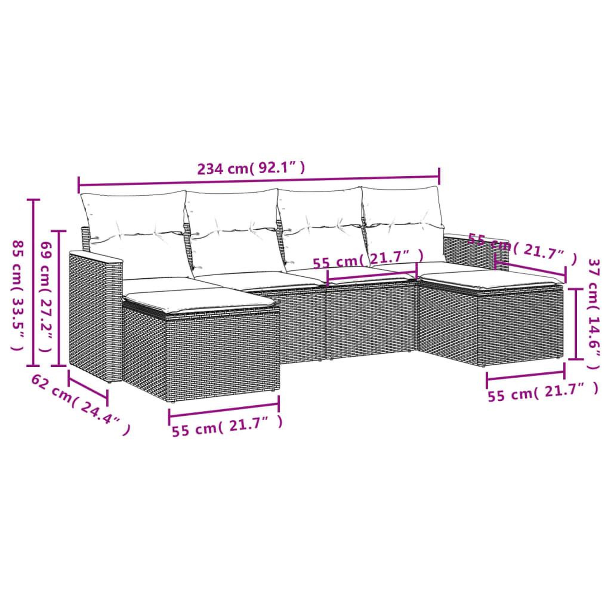 Voir la diapositive 6 : VIDAXL Salon de jardin avec coussins 6pcs melange beige resine tressee