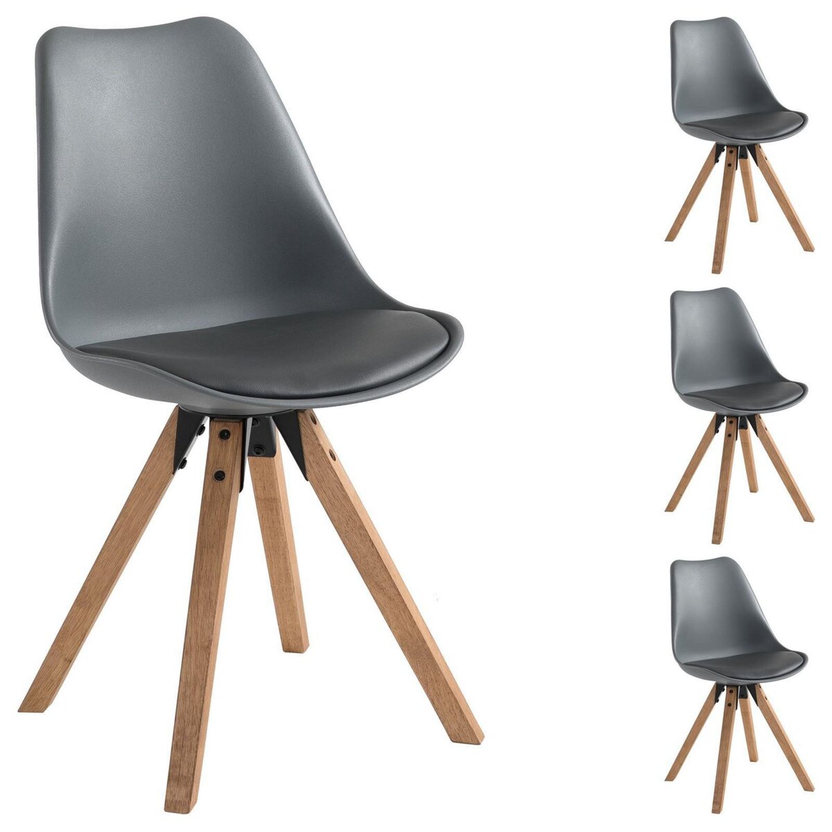 IDIMEX Lot de 4 chaises scandinaves TYSON, en synthétique