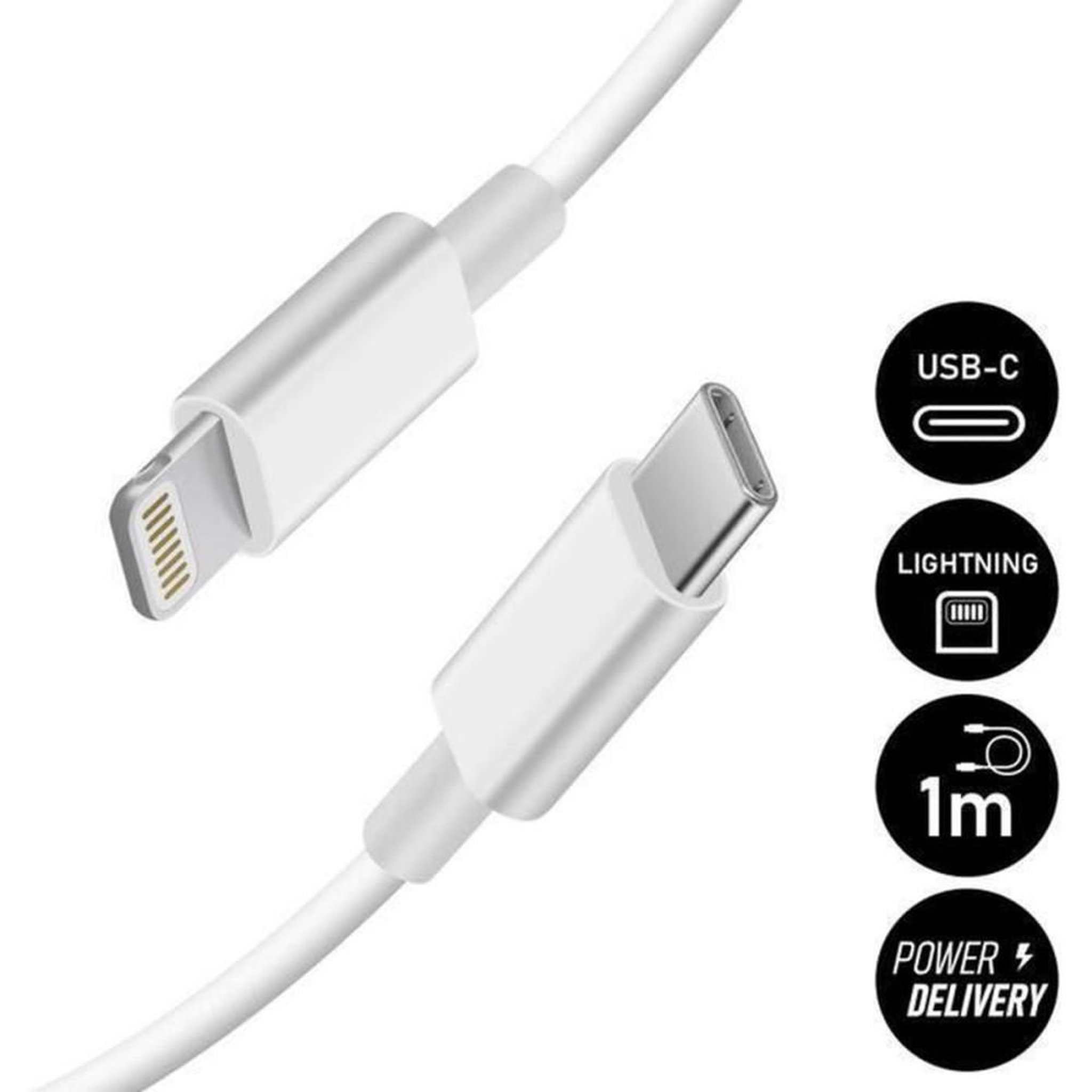 Voir la diapositive 3 : Chargeur mural rapide USB-C vers Lightning 20W avec câble 1 m