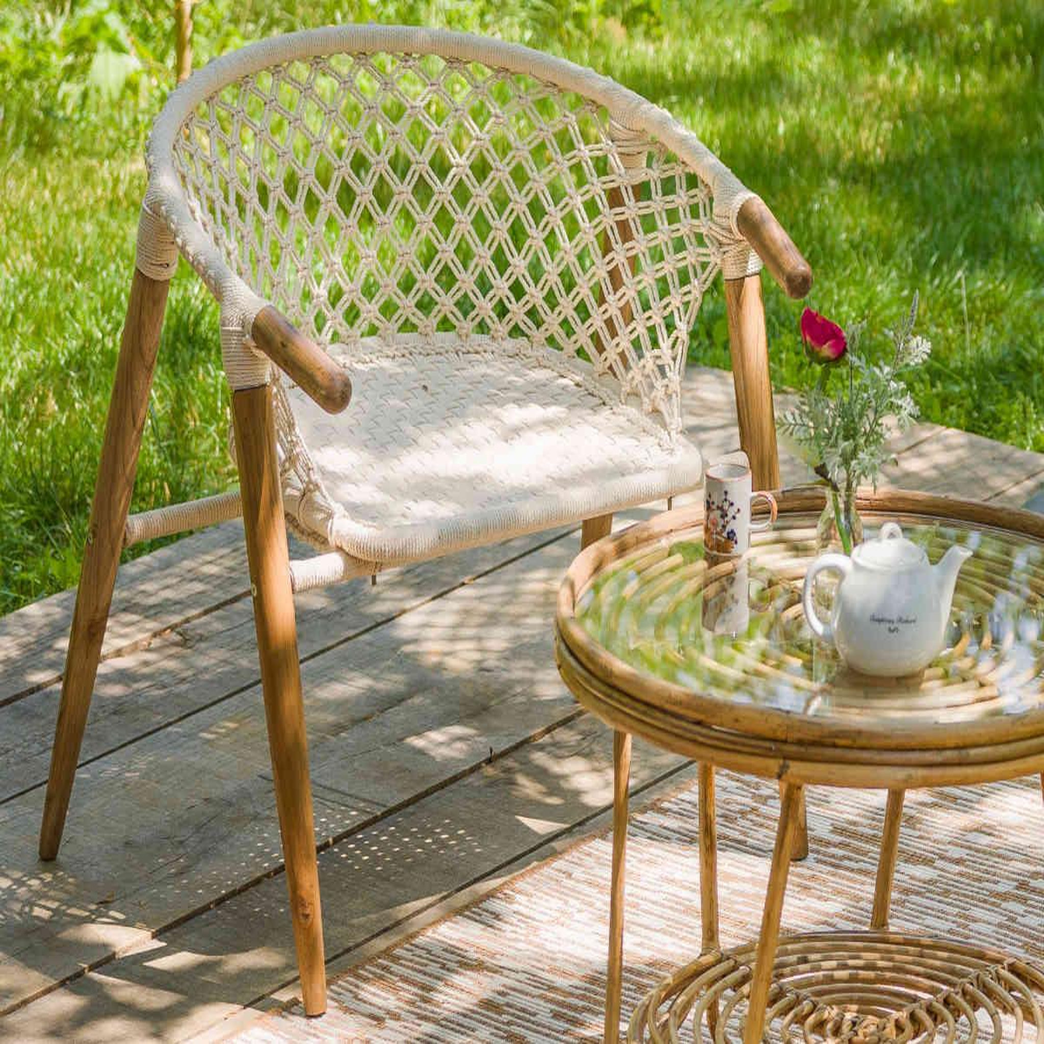 Jardiline Fauteuil de jardin en macramé coton - jardiline