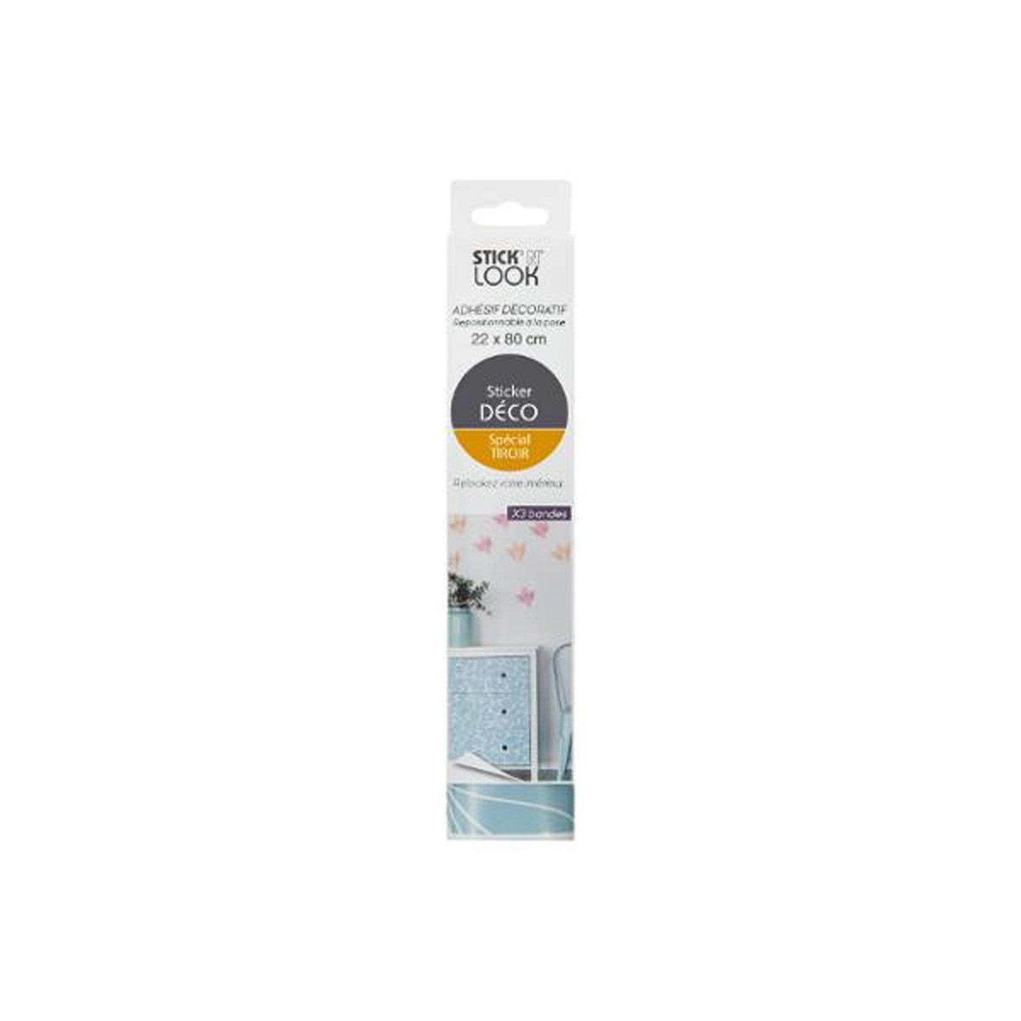 Voir la diapositive 2 : Stick'n Look Lot de 3 stickers de tiroirs  fleurs  22x80cm bleu