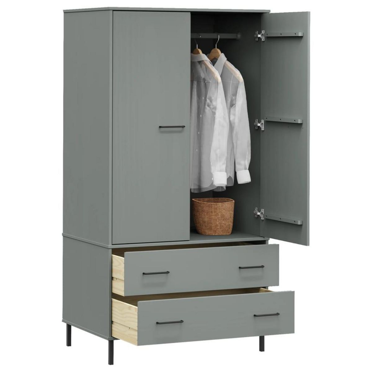 VIDAXL Garde-robe avec pieds en metal Gris 90x55x172,5 cm Bois OSLO