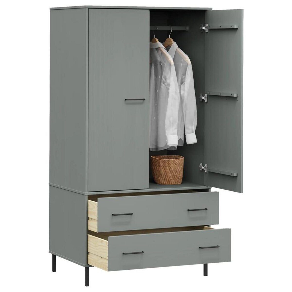 VIDAXL Garde-robe avec pieds en metal Gris 90x55x172,5 cm Bois OSLO