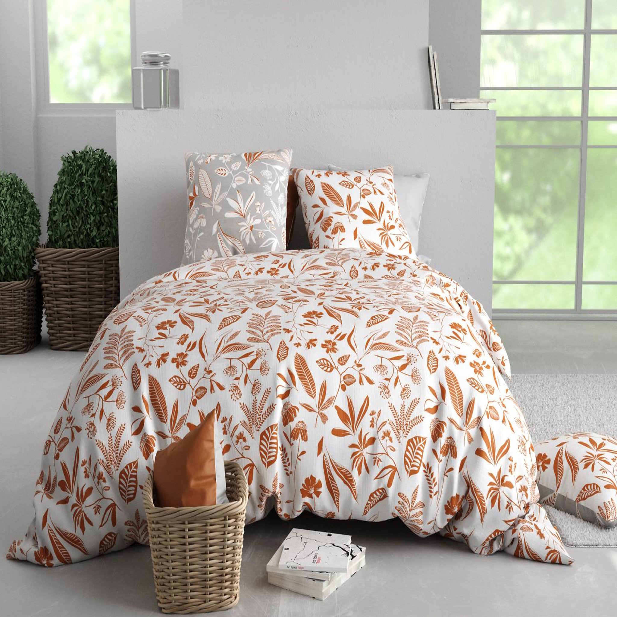 ATELIER DU COTON Parure housse de couette 100% coton 57fils kaylie. Coloris disponibles : Multicolore