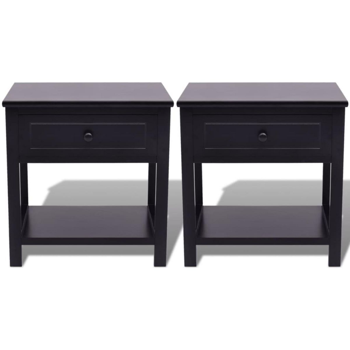 VIDAXL Table de chevet 2 pcs Bois Noir