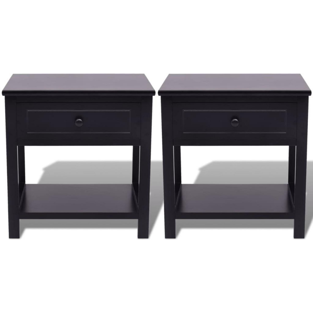 VIDAXL Table de chevet 2 pcs Bois Noir