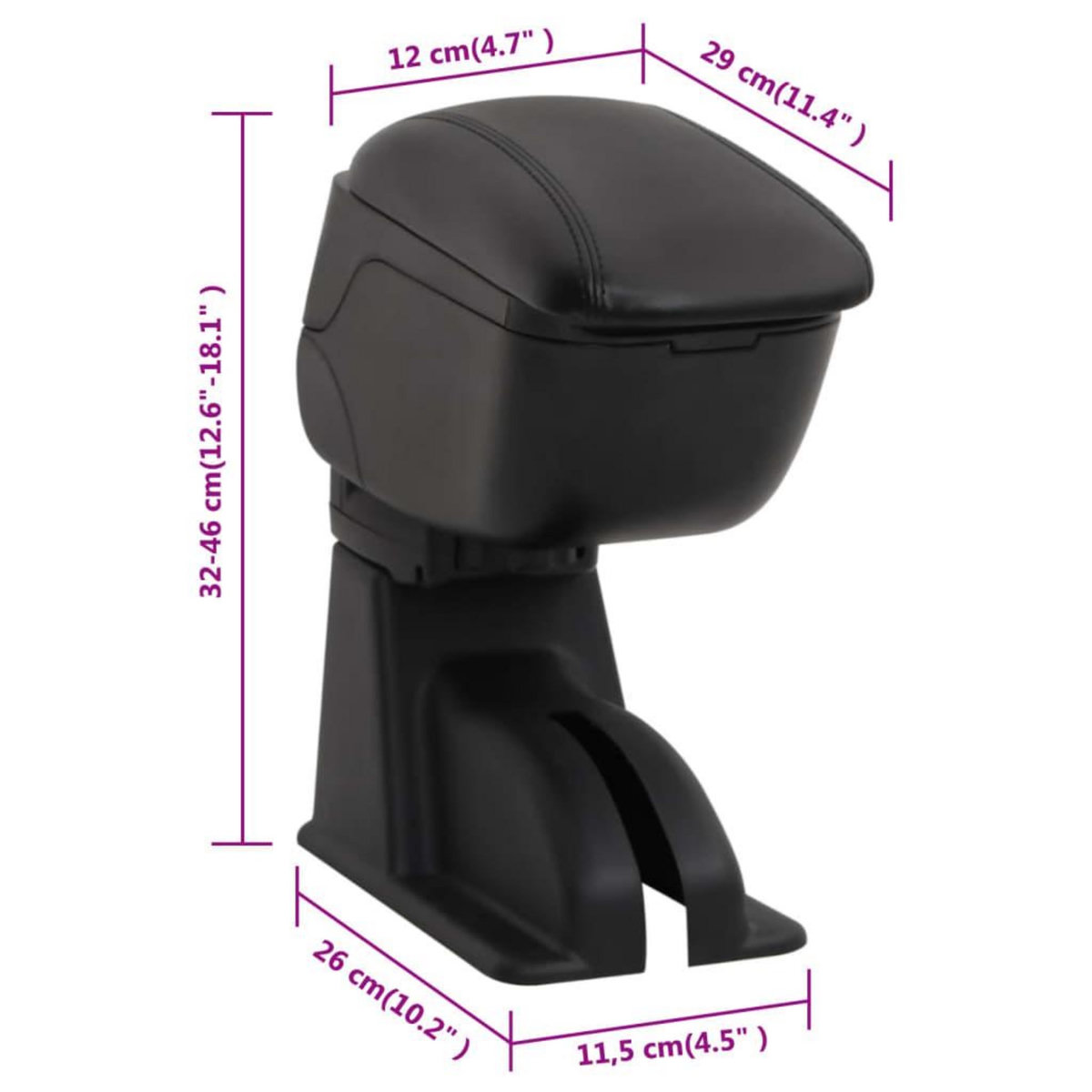 VIDAXL Accoudoir de voiture noir 12x29x(32-46) cm ABS