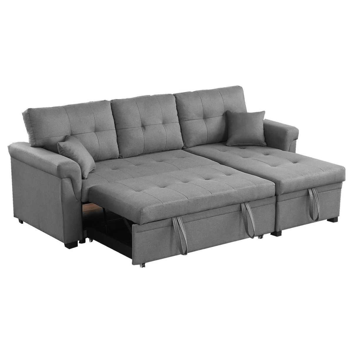 CONCEPT USINE Canapé d'angle droit convertible 4 places en tissu gris clair TORONTO