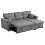 Voir la diapositive 4 : CONCEPT USINE Canapé d'angle droit convertible 4 places en tissu gris clair TORONTO