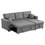 Voir la diapositive 4 : CONCEPT USINE Canapé d'angle droit convertible 4 places en tissu gris clair TORONTO