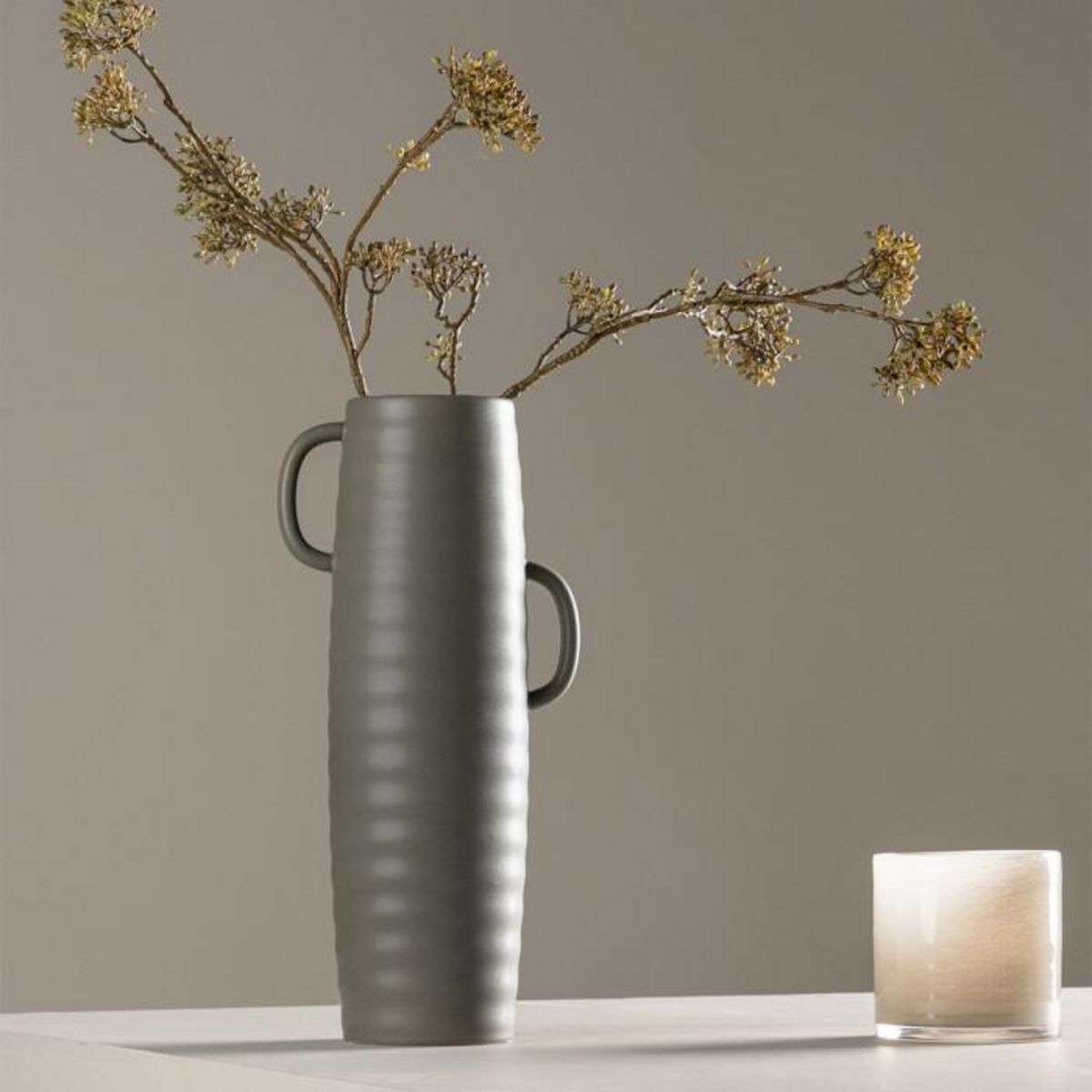 Paris Prix Vase Ondulé en Céramique  Cent  41cm Gris Foncé