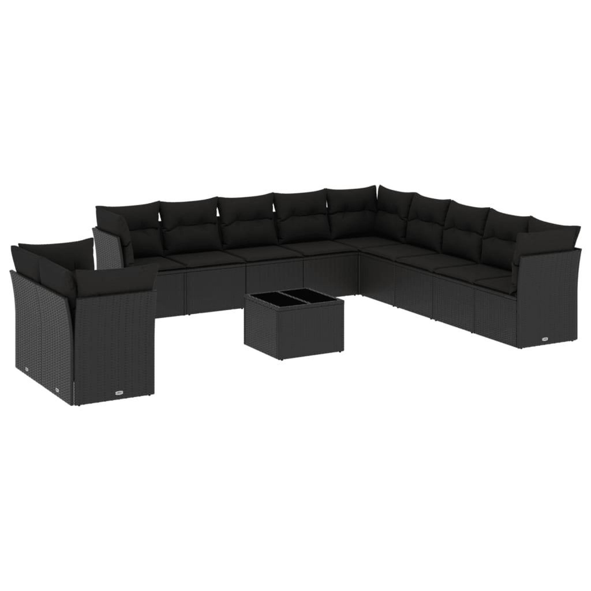 Voir la diapositive 2 : VIDAXL Salon de jardin 12 pcs avec coussins noir resine tressee