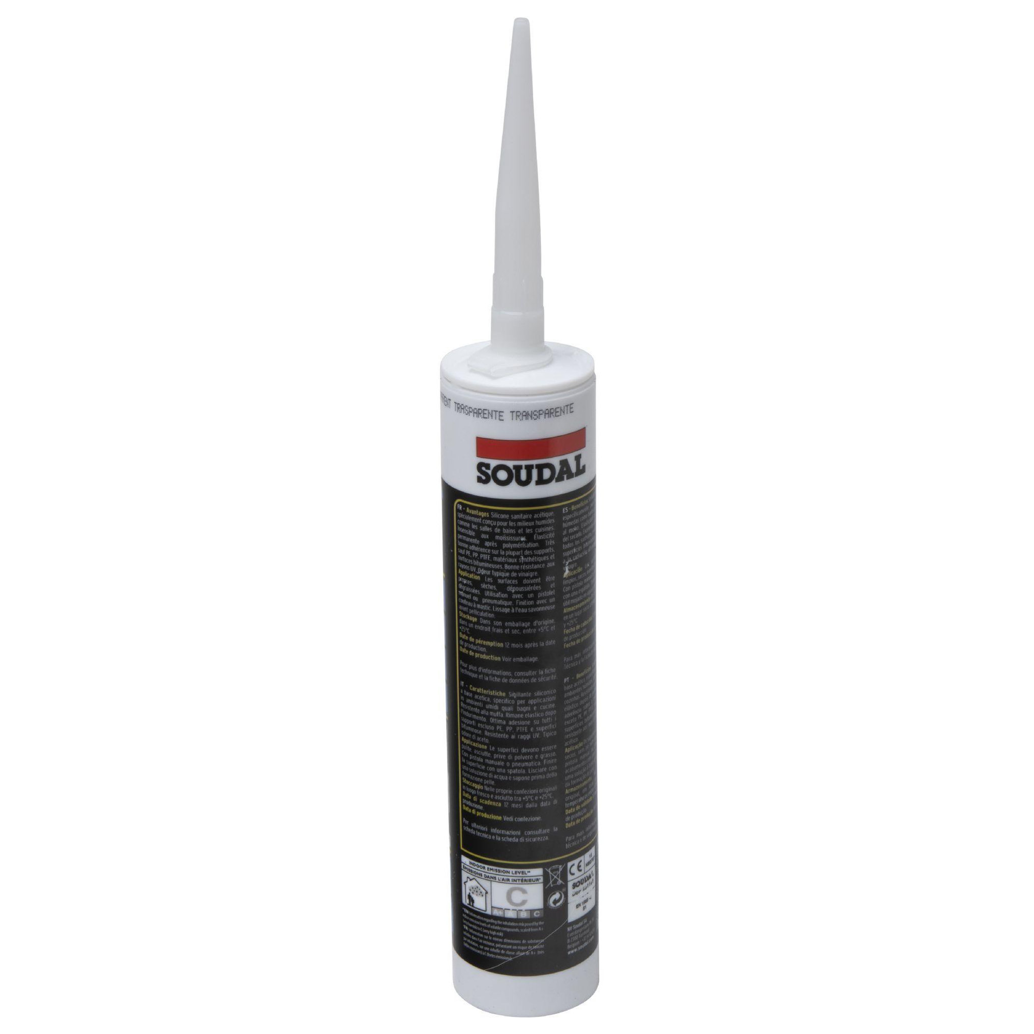 Voir la diapositive 4 : Soudal Cartouche sanitaire transparent 280ml Soudal