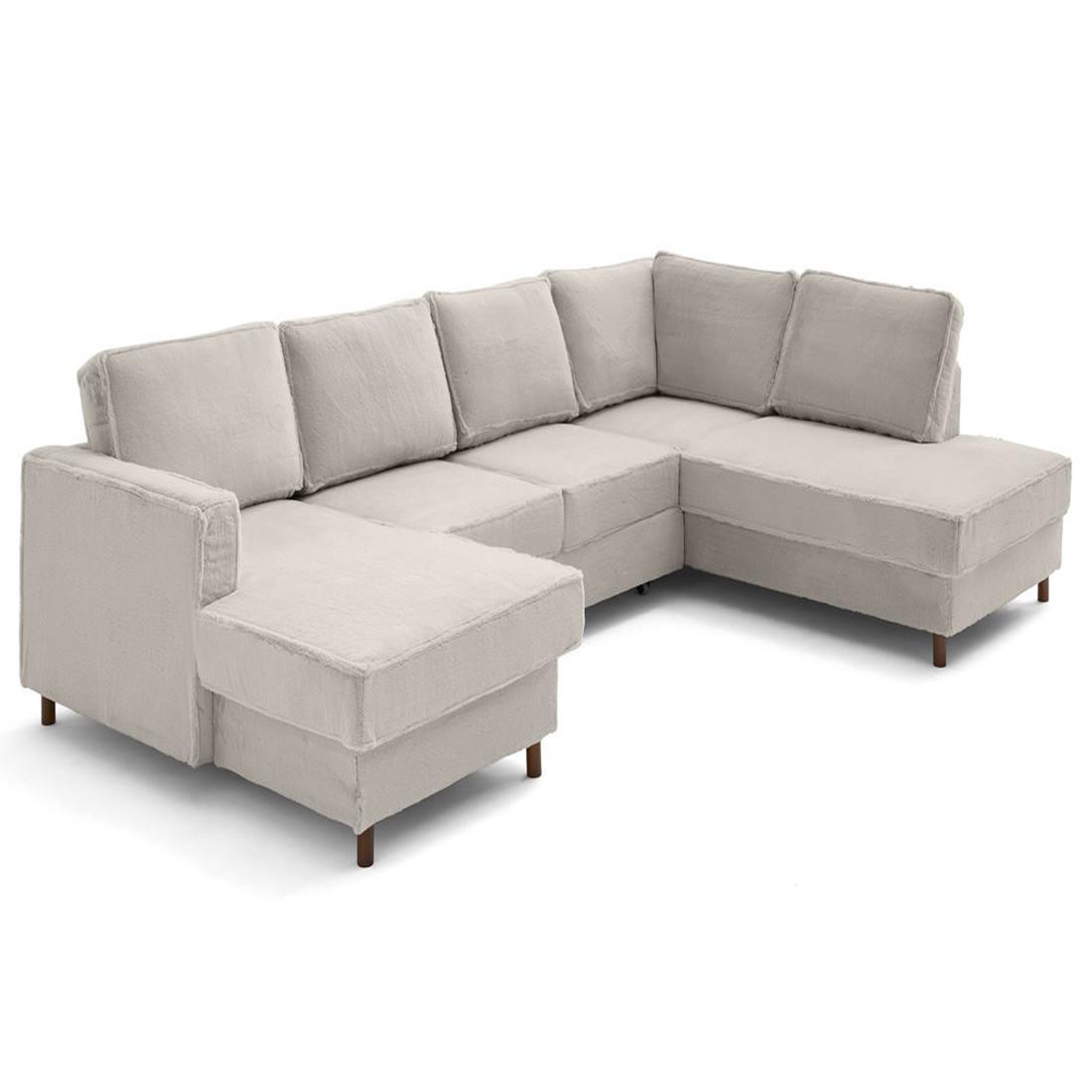 Voir la diapositive 6 : LISA DESIGN Jake - canapé panoramique d'angle droit 7 places convertible avec coffre en fausse fourrure