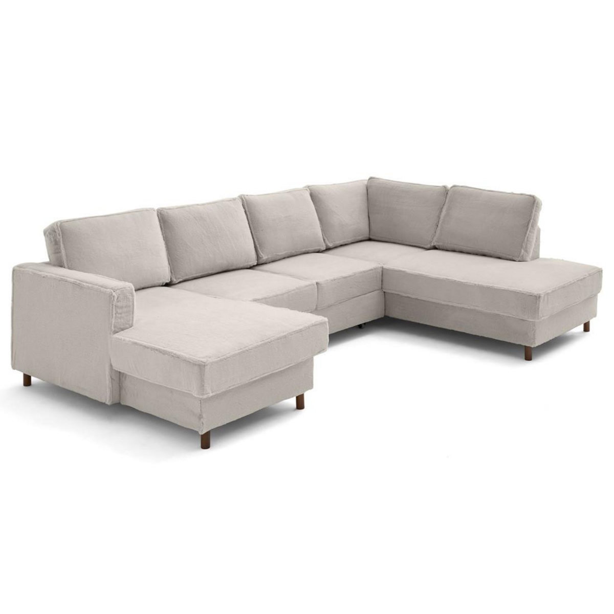 LISA DESIGN Jake - canapé panoramique d'angle droit 7 places convertible avec coffre en fausse fourrure