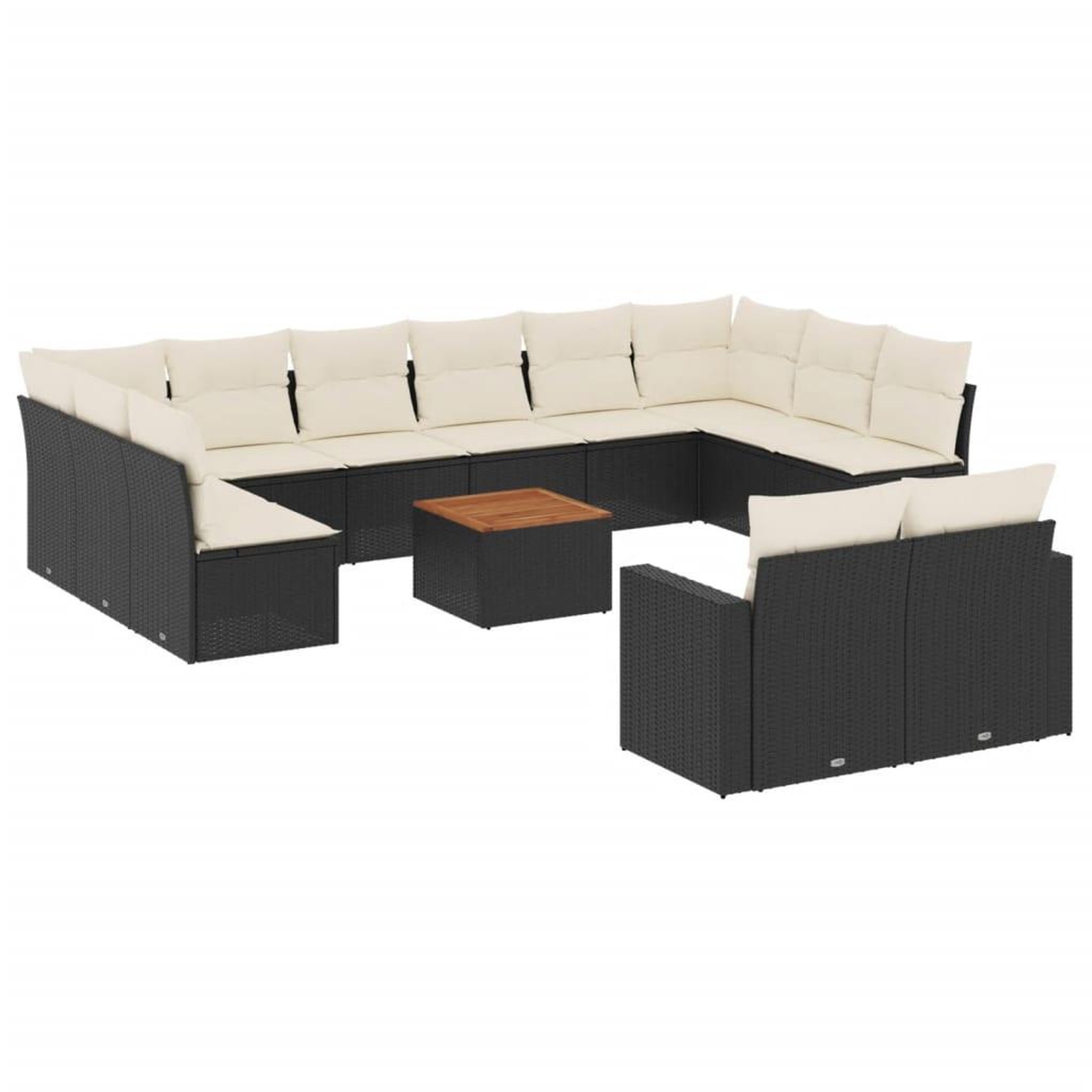 Voir la diapositive 2 : VIDAXL Salon de jardin avec coussins 13 pcs noir resine tressee