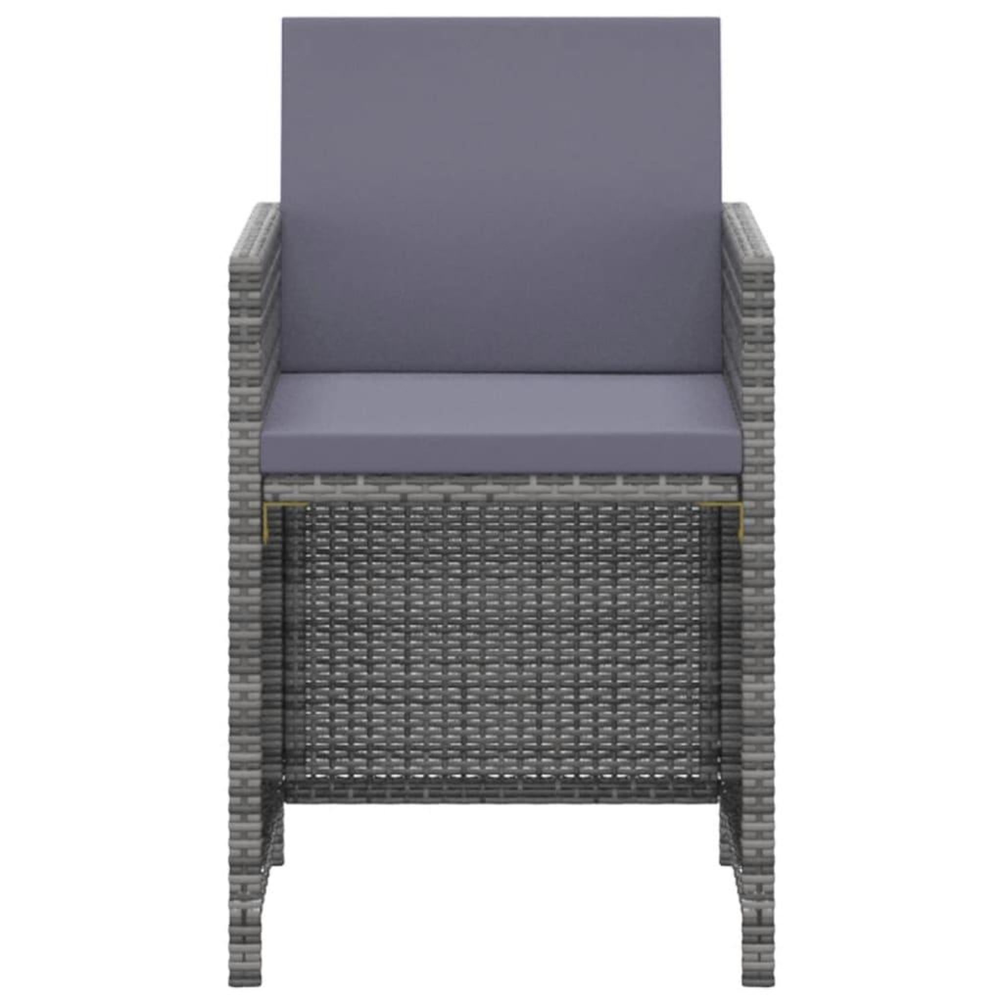 Voir la diapositive 4 : VIDAXL Ensemble a manger de jardin coussins 3pcs Resine tressee Gris