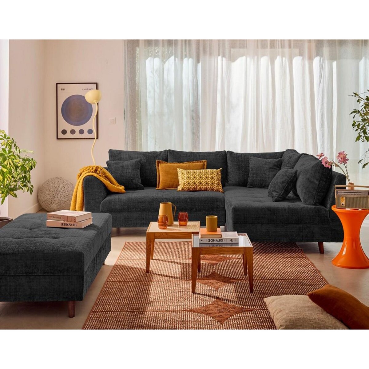 LISA DESIGN Rune - canapé d'angle droit 4 places en velours texturé