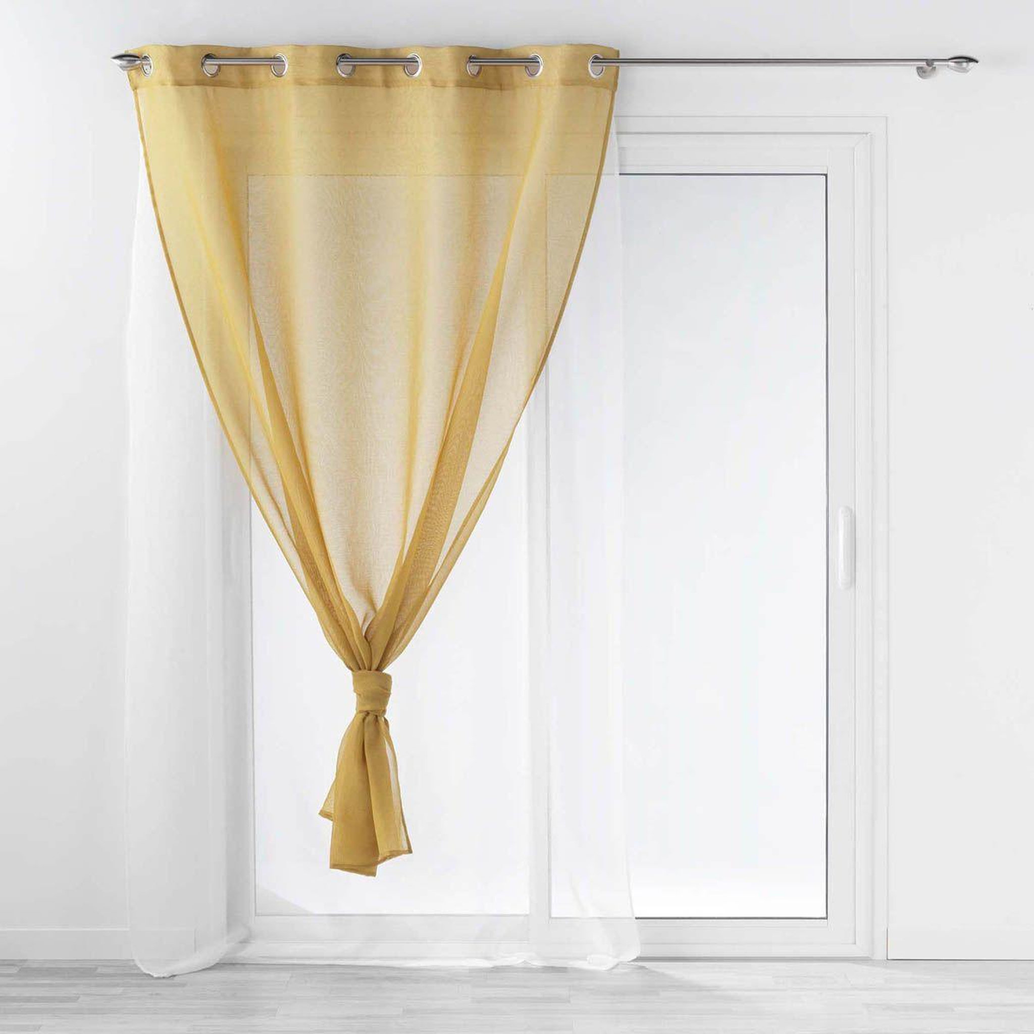 Douceur d'Intérieur Rideau voilage à œillets  duetto  140x240cm miel & blanc