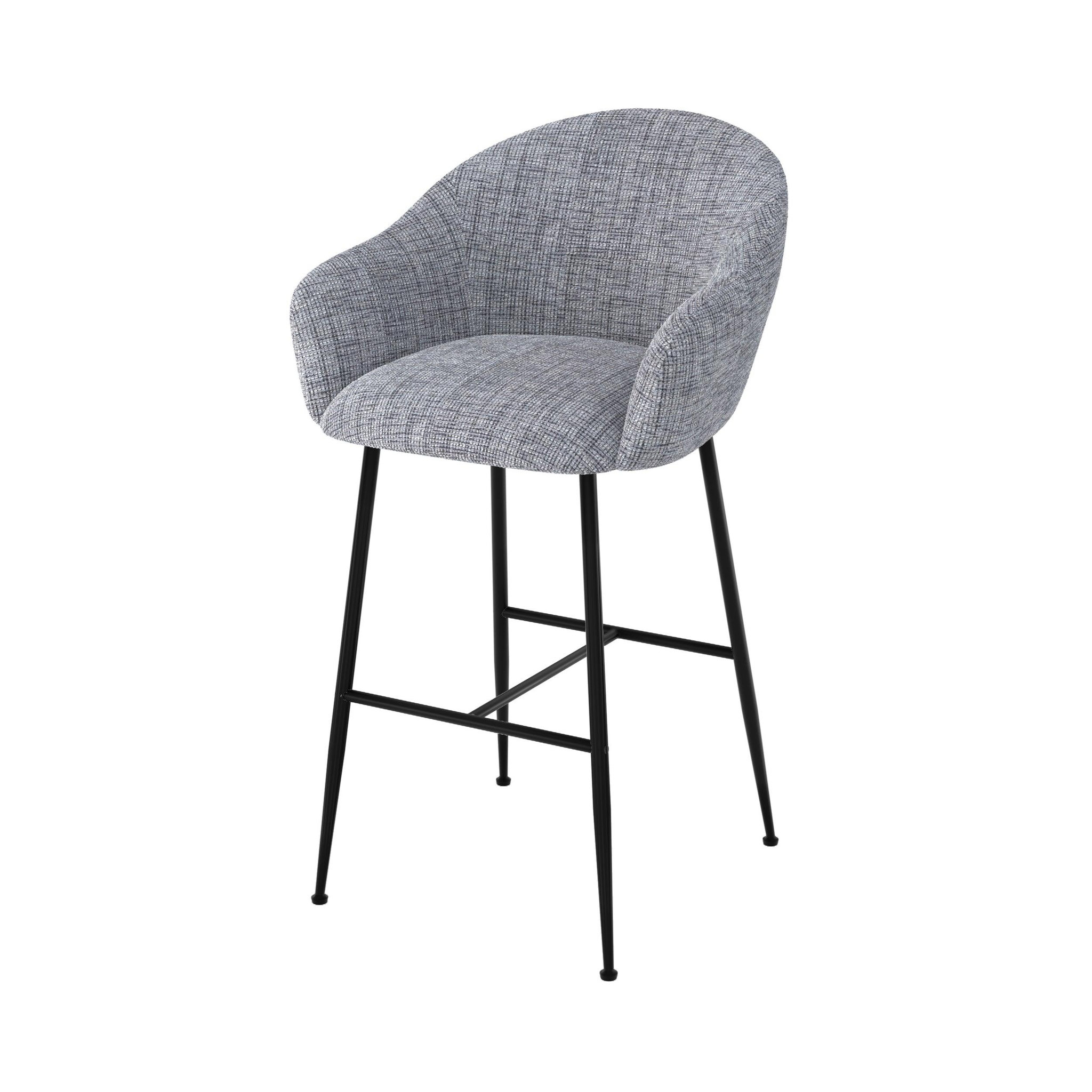 Voir la diapositive 1 : MAISON PAVANE Chaise de bar en tissu gris chiné 76 cm-socky
