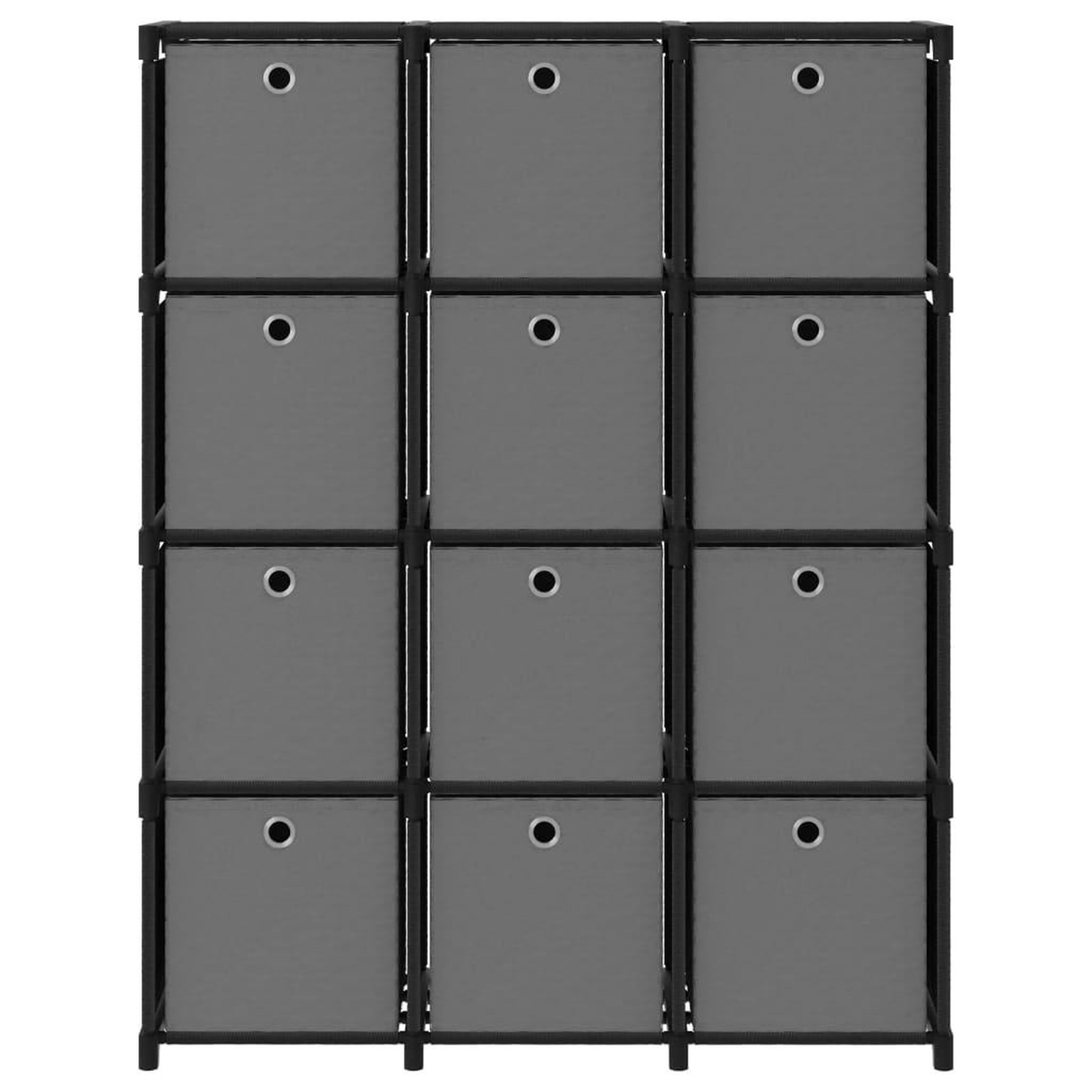 Voir la diapositive 2 : VIDAXL Etagere a 12 cubes avec boîtes Noir 103x30x141 cm Tissu