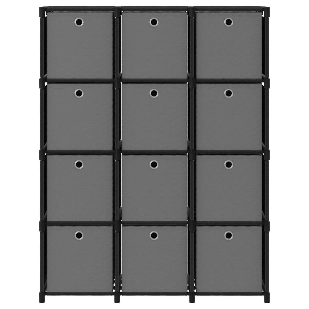VIDAXL Etagere a 12 cubes avec boîtes Noir 103x30x141 cm Tissu
