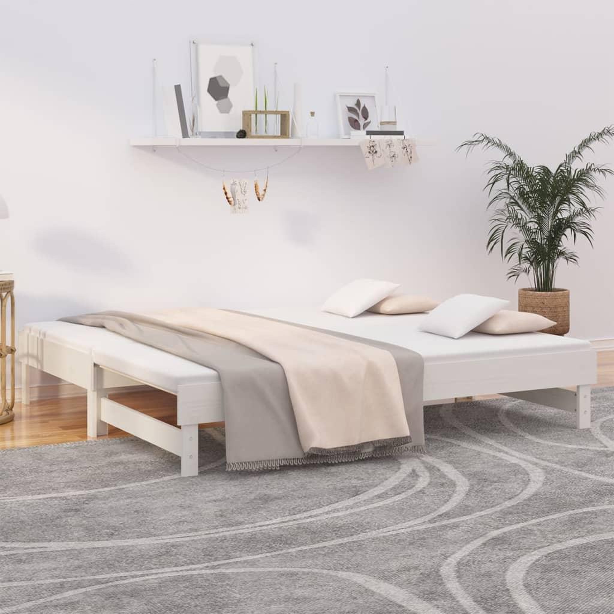Voir la diapositive 1 : VIDAXL Lit coulissant sans matelas blanc 2x(90x190) cm