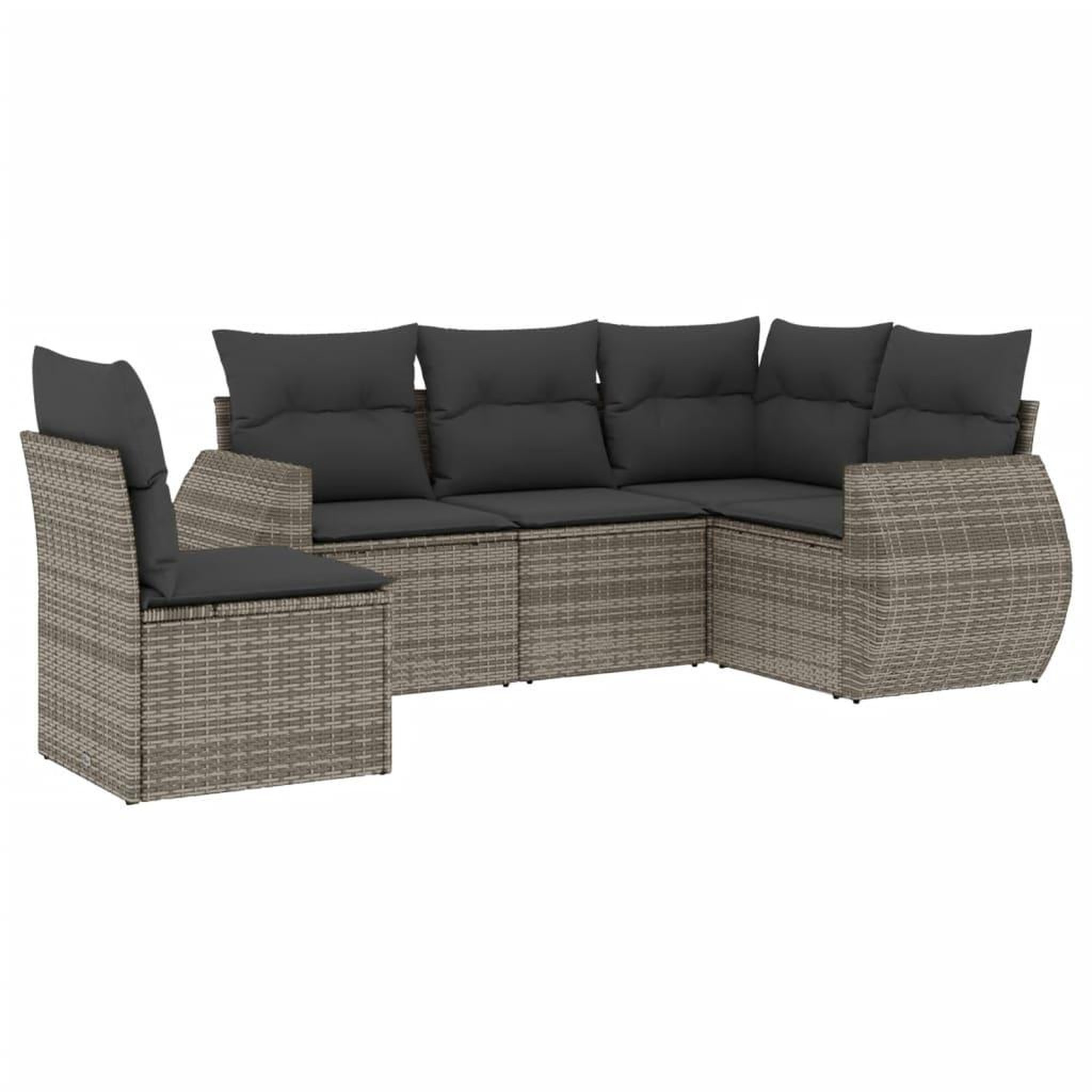 Voir la diapositive 2 : VIDAXL Salon de jardin 5 pcs avec coussins gris resine tressee
