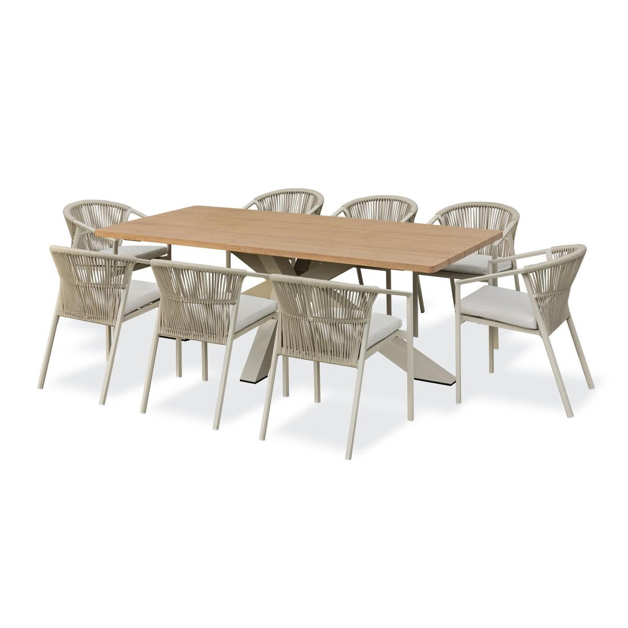 Voir la diapositive 2 : Paris Prix Ensemble table de jardin & 8 fauteuils  kelia & gambi  220cm grège