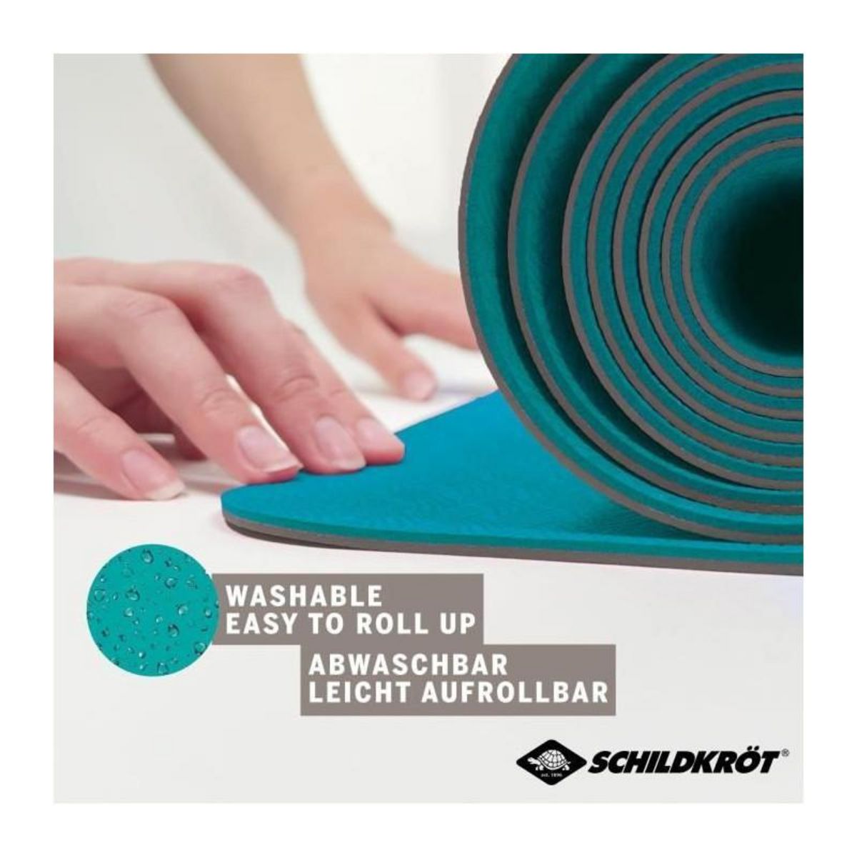 SCHILDKROT Tapis de Yoga SCHILDKRÖT - Bicolore Anthracite/Bleu Pétrole - 180 x 61 cm - 4 mm d'épaisseur