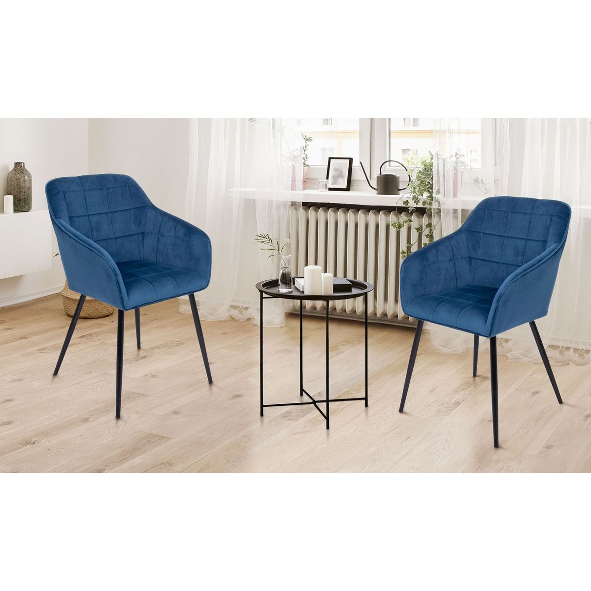 Lot de 2 fauteuils en velours pieds métal LINDA