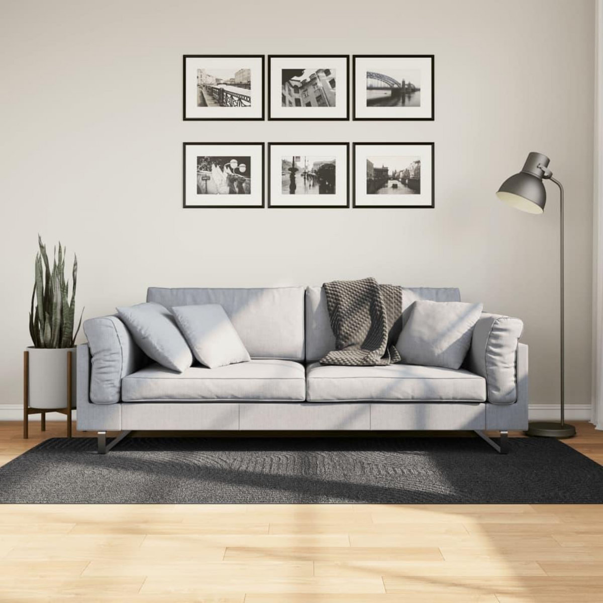 VIDAXL Tapis IZA poils courts style scandinave anthracite 100x200 cm