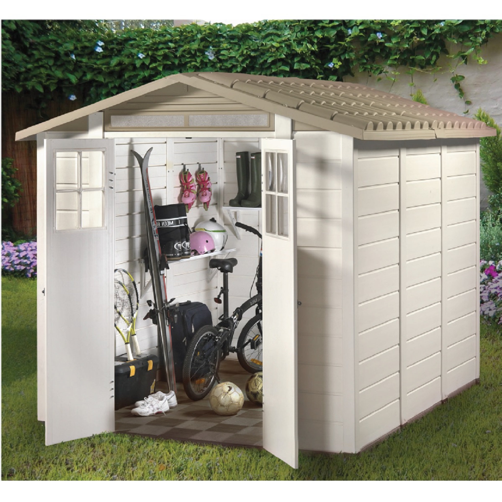 Voir la diapositive 2 : Habrita Abri de jardin résine - Avec plancher - 6,03m² - EVO240