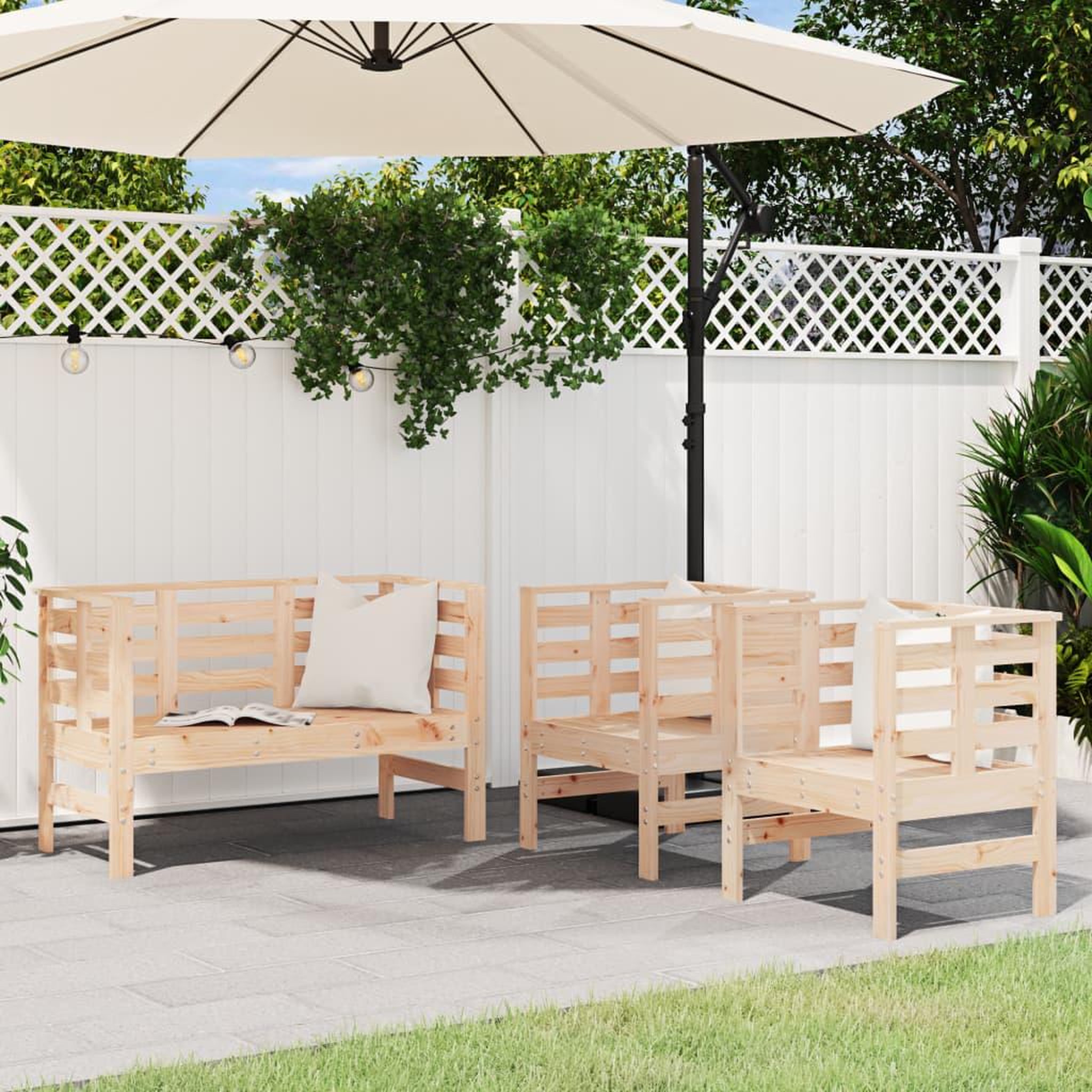 VIDAXL Salon de jardin 3 pcs bois massif de pin