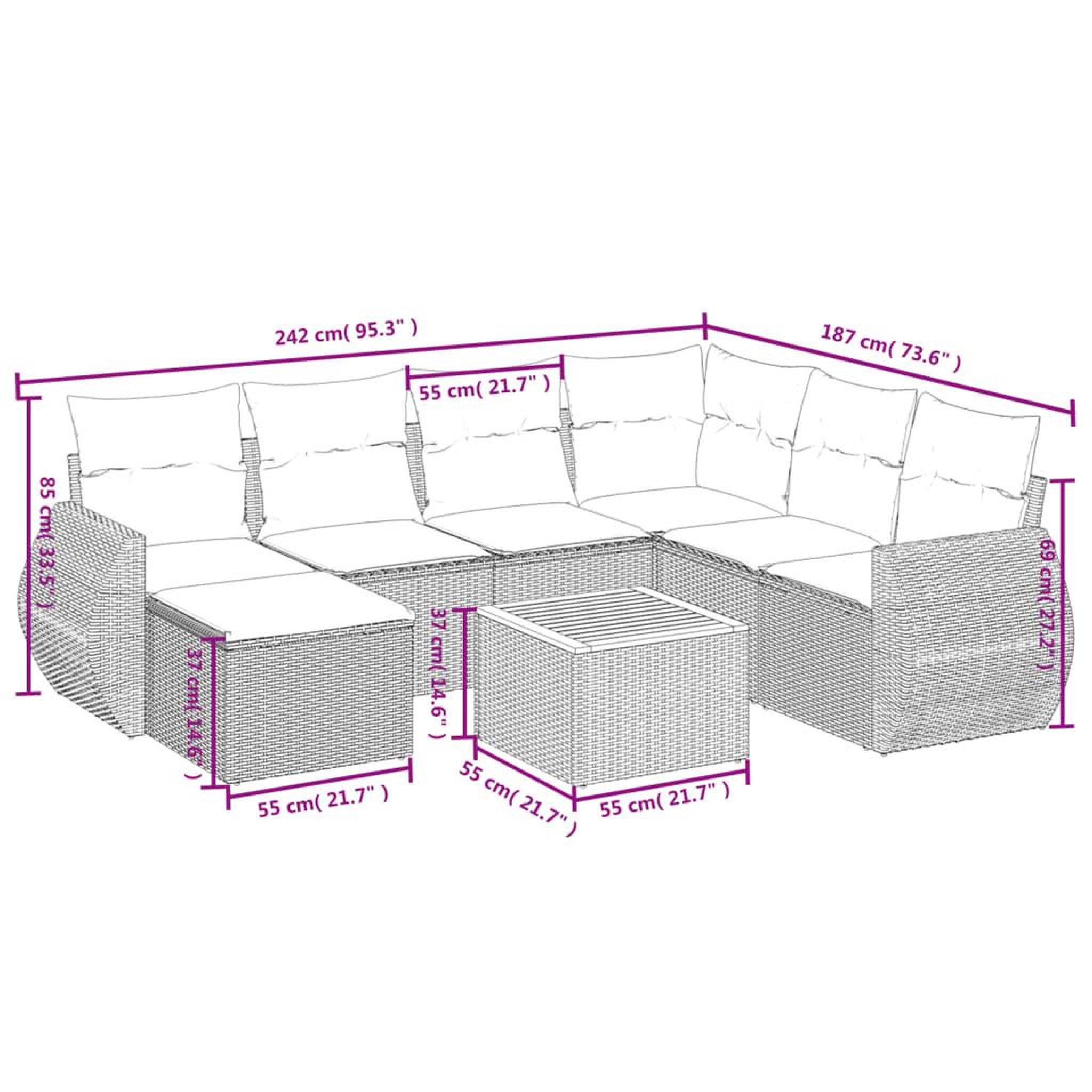 Voir la diapositive 6 : VIDAXL Salon de jardin 8 pcs avec coussins noir resine tressee