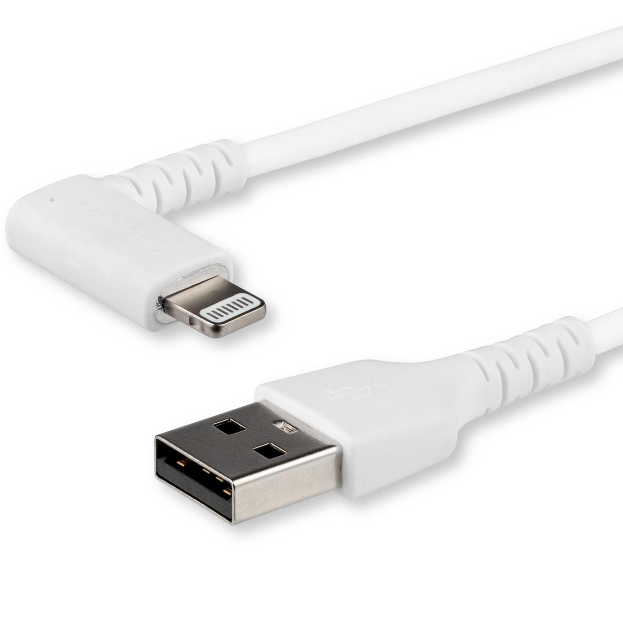 Voir la diapositive 2 : Startech Startech.com câble usb-a vers lightning blanc robuste 1m coudé à 90° - câble de charge/synchronisation usb type a vers lightning en fibre aramide robuste et résistante - certifié apple mfi - iphone