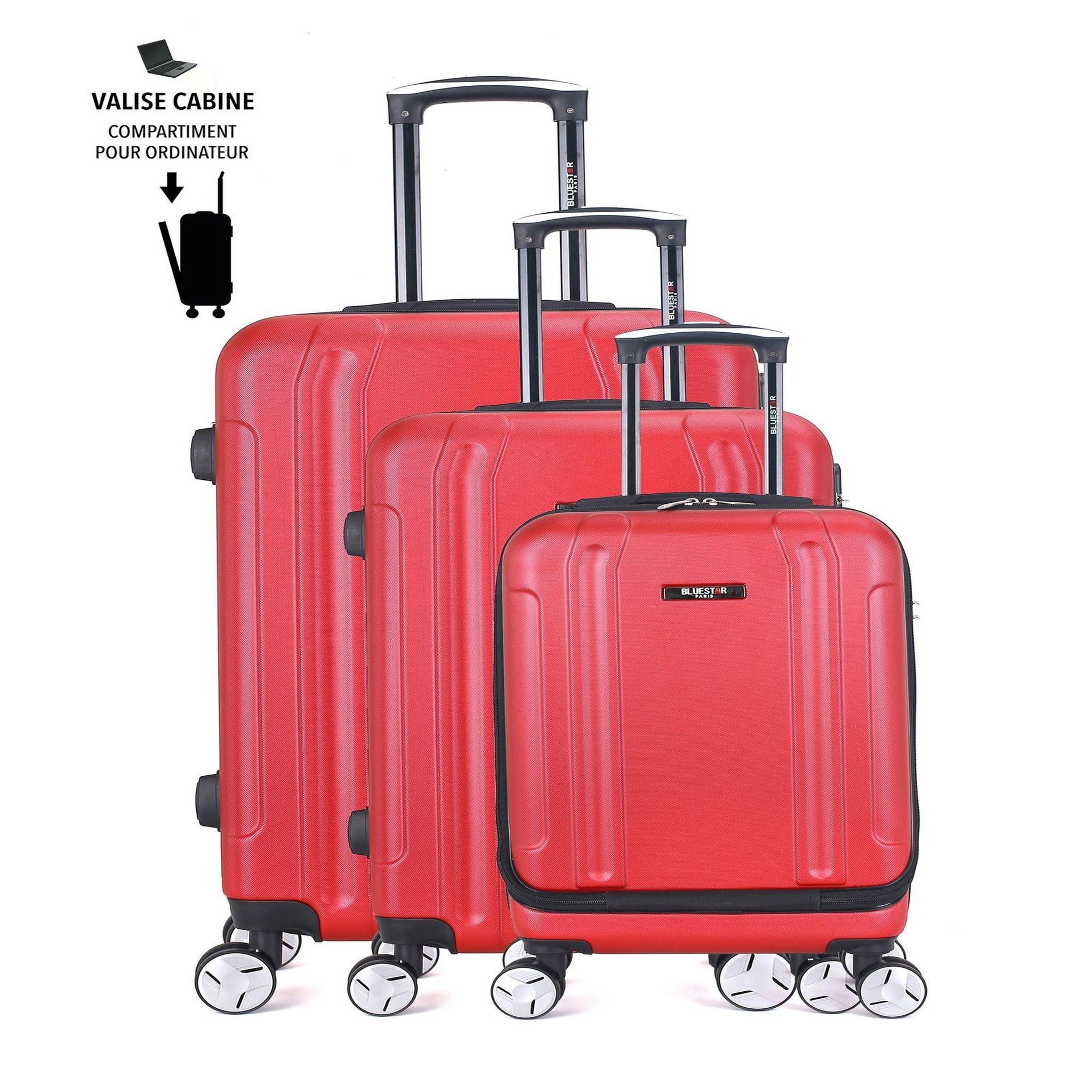 BLUESTAR Bluestar - set de 3 valises baltimore 75 cm 4 roues. Coloris disponibles : Beige, Rouge