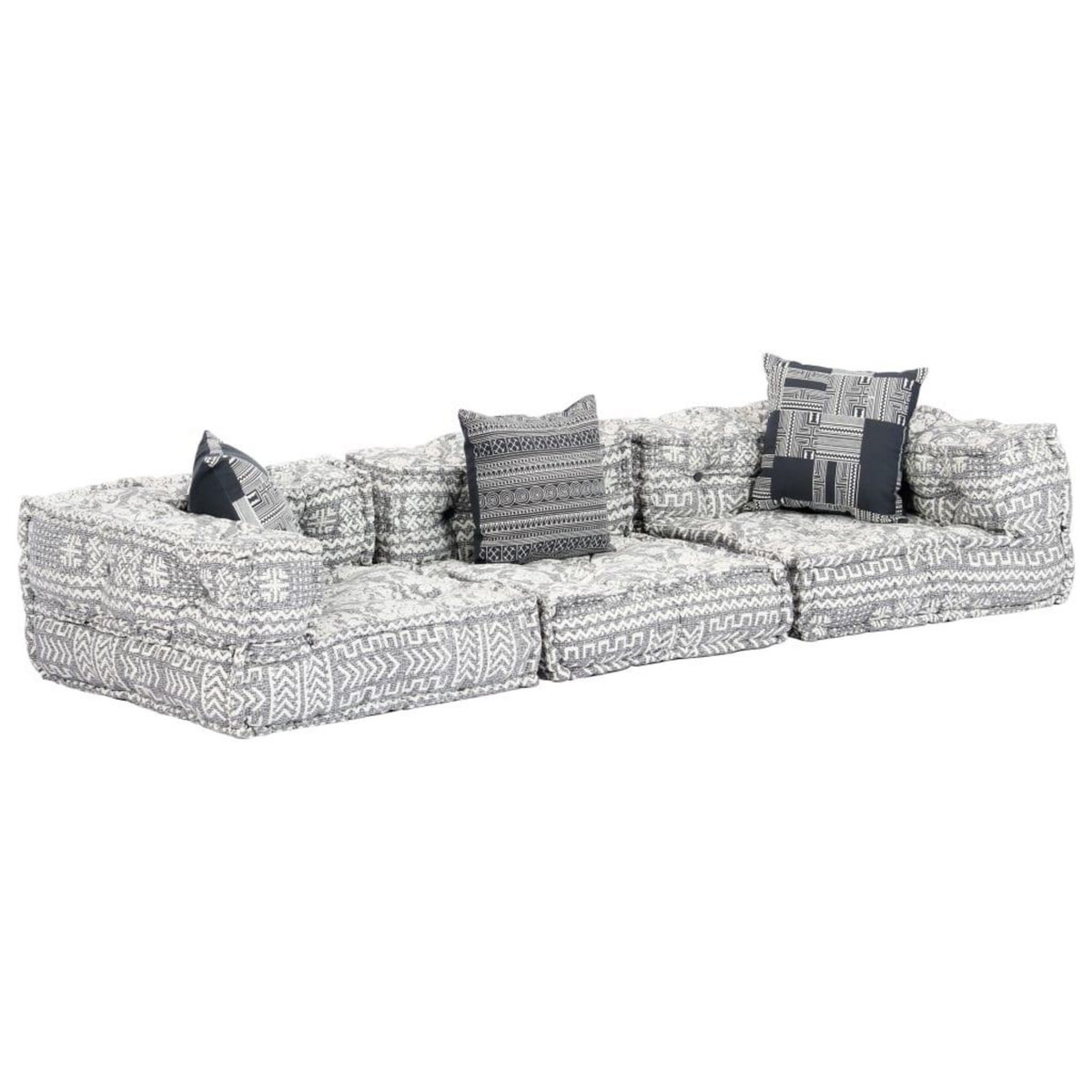 VIDAXL Pouf modulaire a 3 places Gris clair Tissu