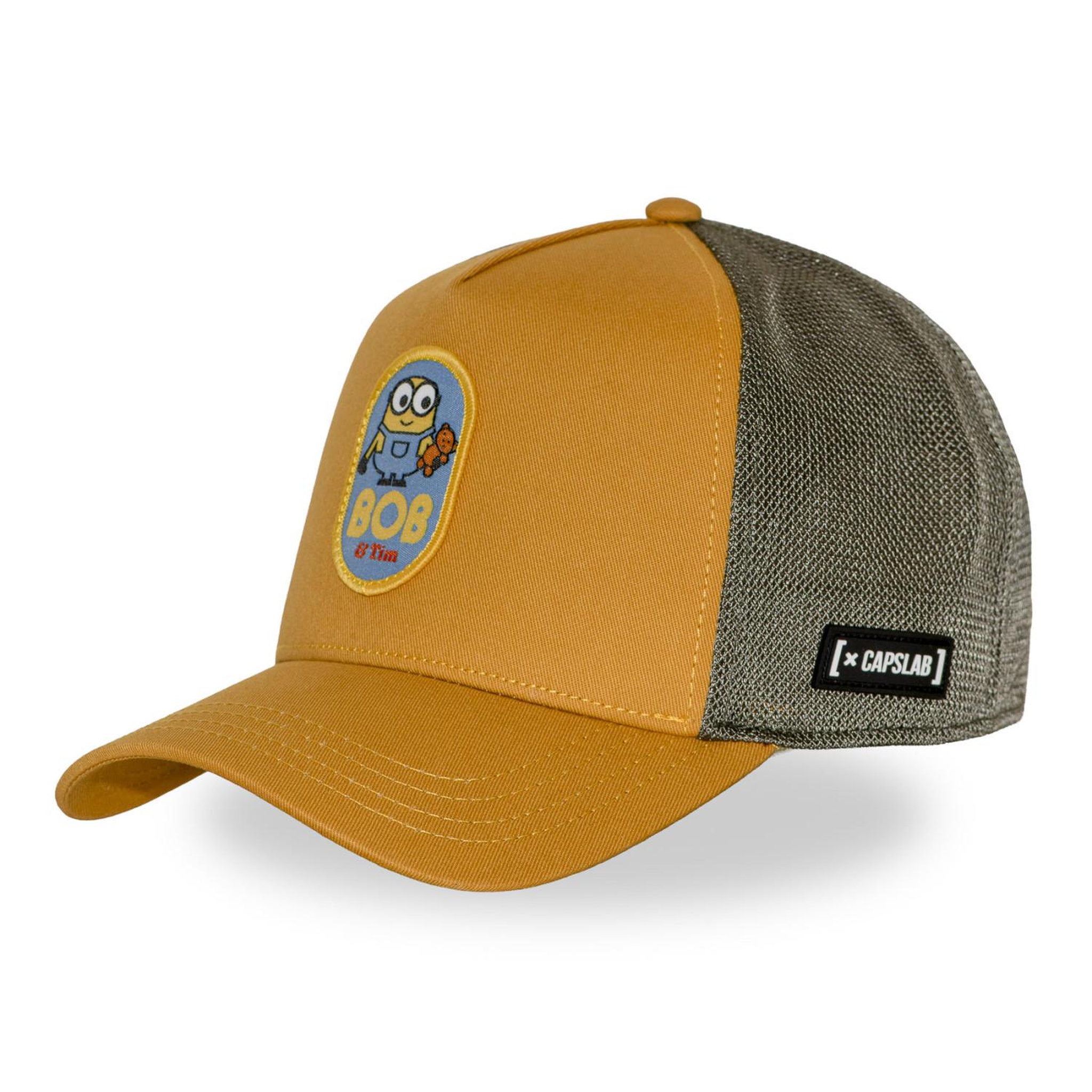 CAPSLAB Casquette trucker premium avec filet et patch despicable me tada. Coloris disponibles : Orange