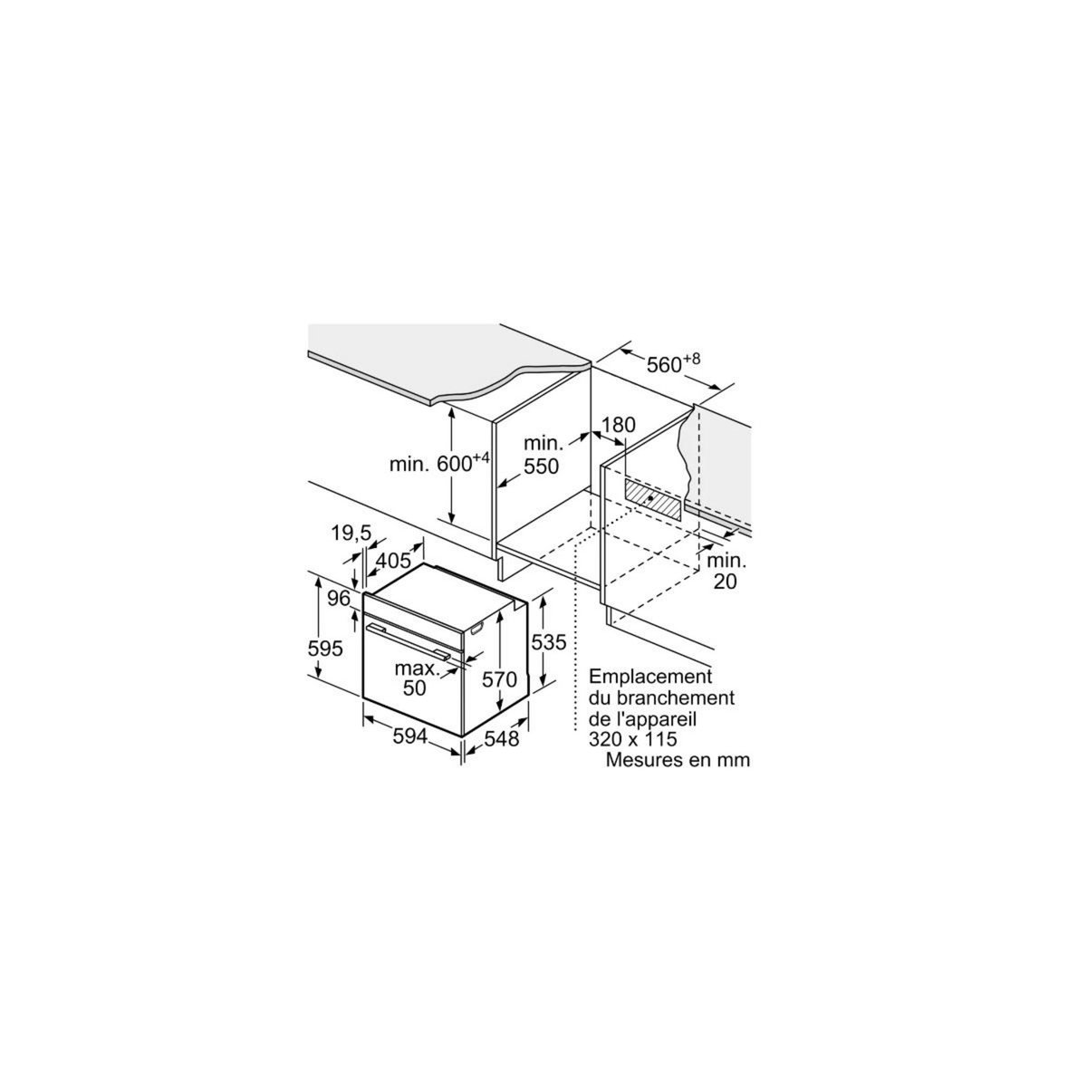 BOSCH Four intégrable multifonction 71l 60cm noir - HQG572BB3F