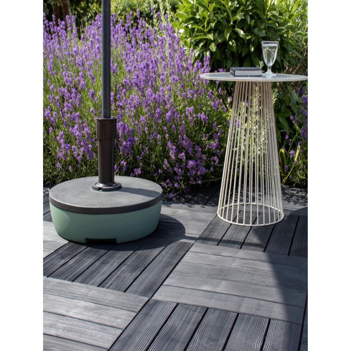 Eda Pied de parasol rond en plastique à remplir 20 L  gris foncé/laurier - EDA