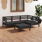 VIDAXL Salon de jardin 5 pcs Bois de pin massif Noir