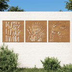 VIDAXL Decorations murales jardin 3 pcs 55x55 cm design d'herbe