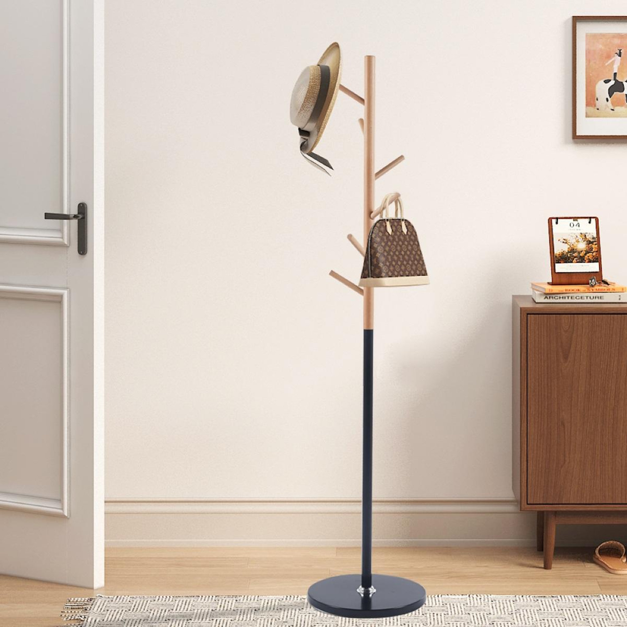Voir la diapositive 2 : JLC KREATION Porte-manteaux moderne bois et noir lova