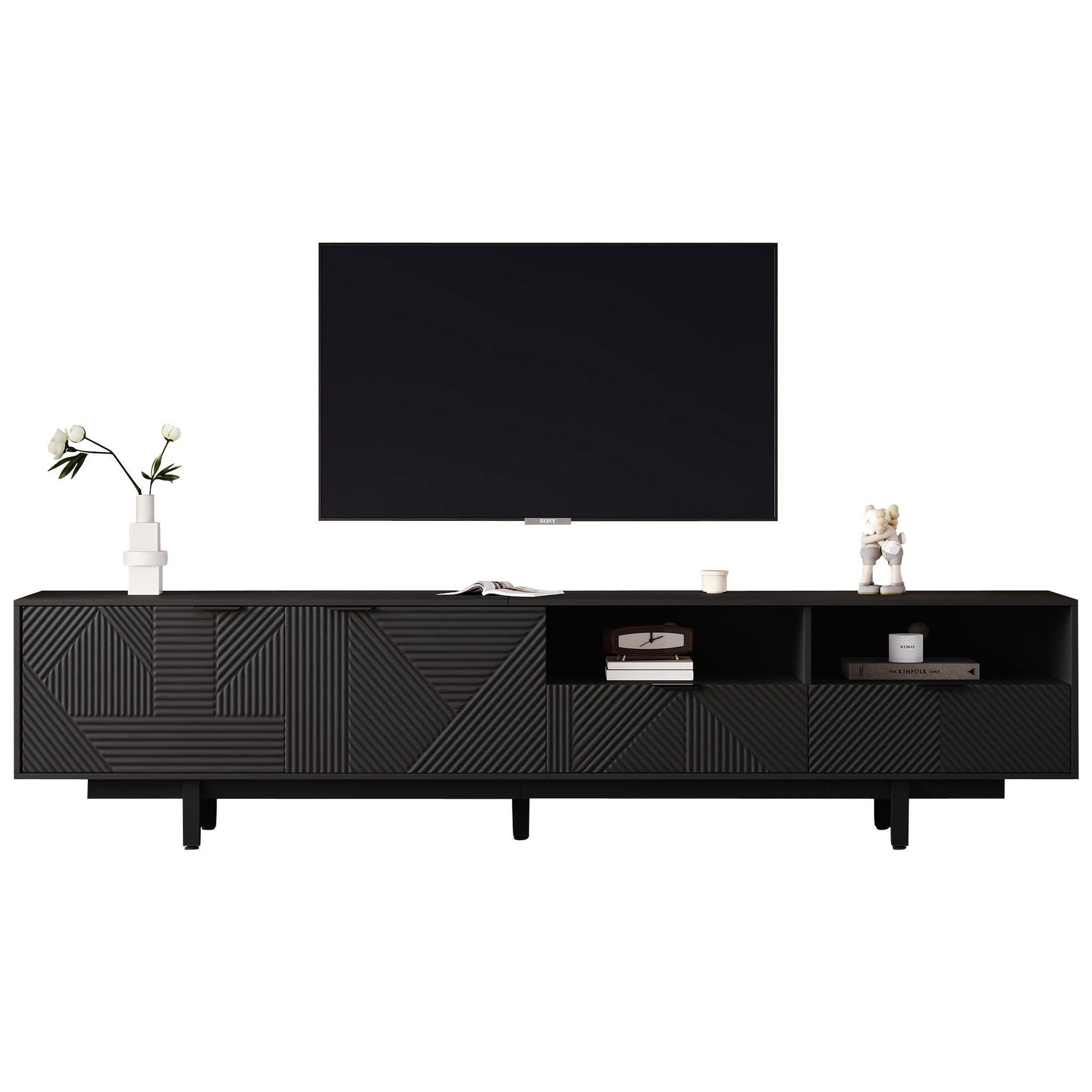 MERAX Meuble tv. Coloris disponibles : Noir, Blanc