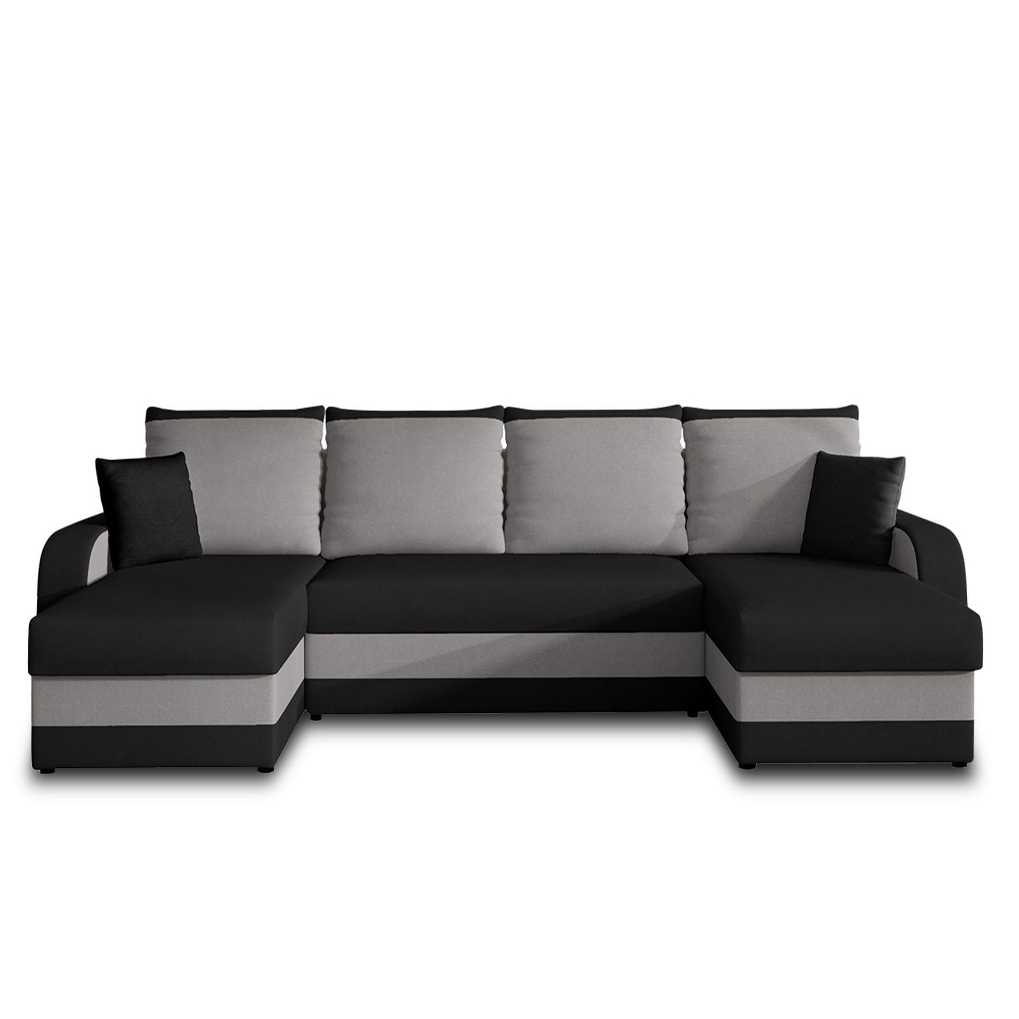 BEST MOBILIER Valos - canapé panoramique en u - 7 places - convertible avec coffre - en velours. Coloris disponibles : Gris, Bicolore