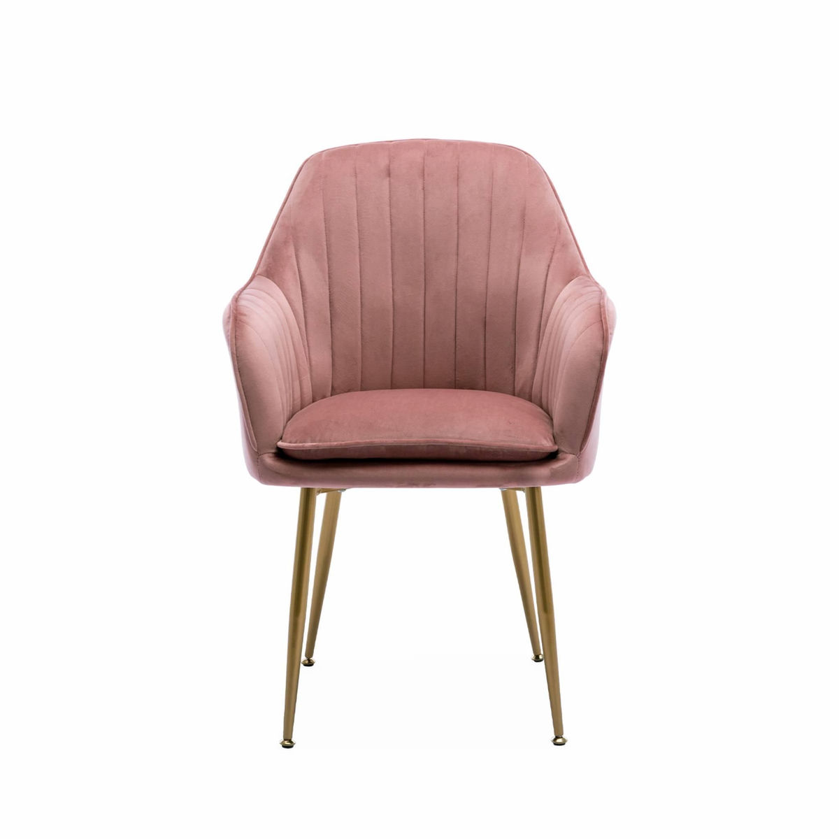 SWEEEK Fauteuil en velours vieux rose et pieds en métal doré. Shella L 58 x P 58 x H 85